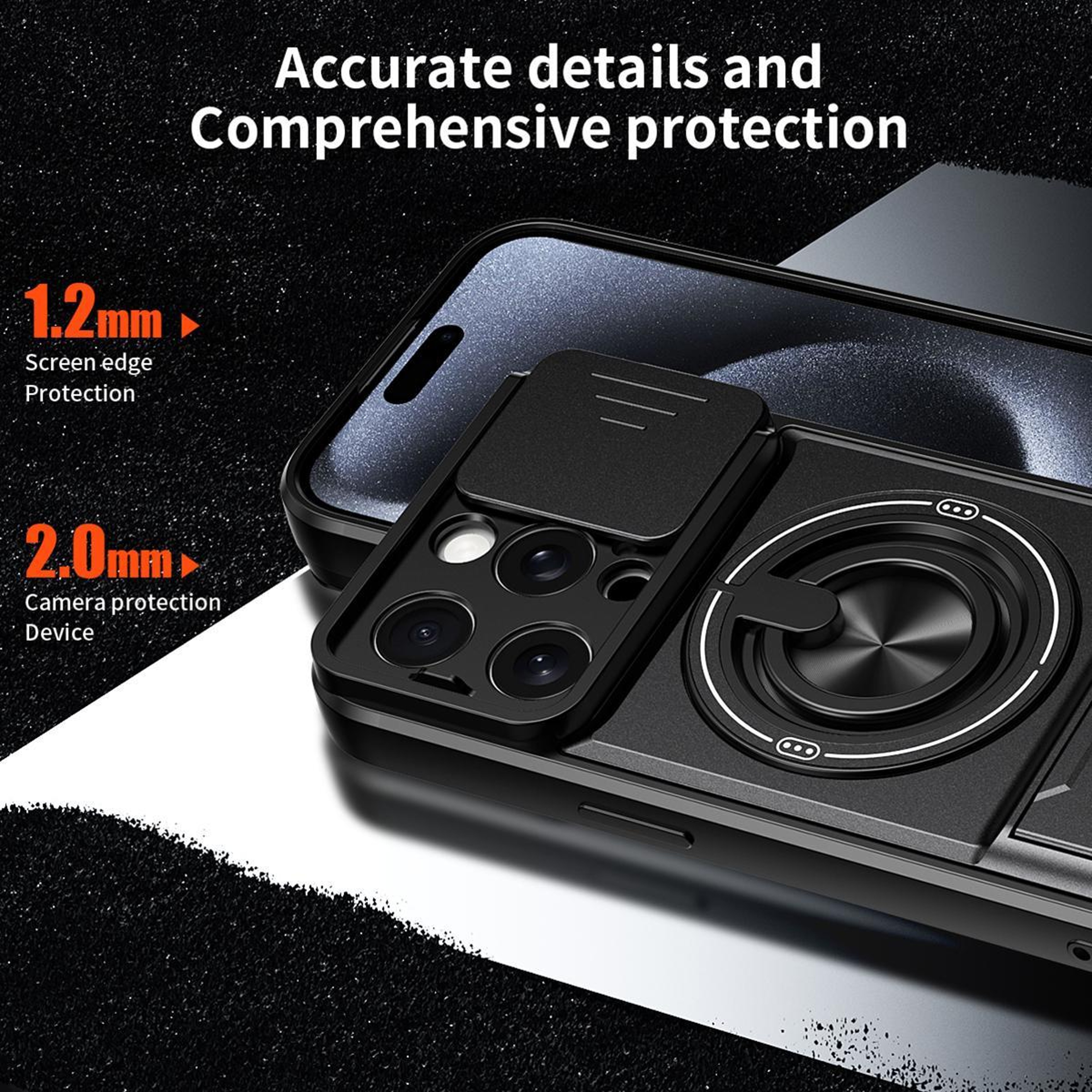 IPhone 15 Pro MagSafe Case With Sliding Camera Lens Cover And Kickstand Shockproof Protection 5