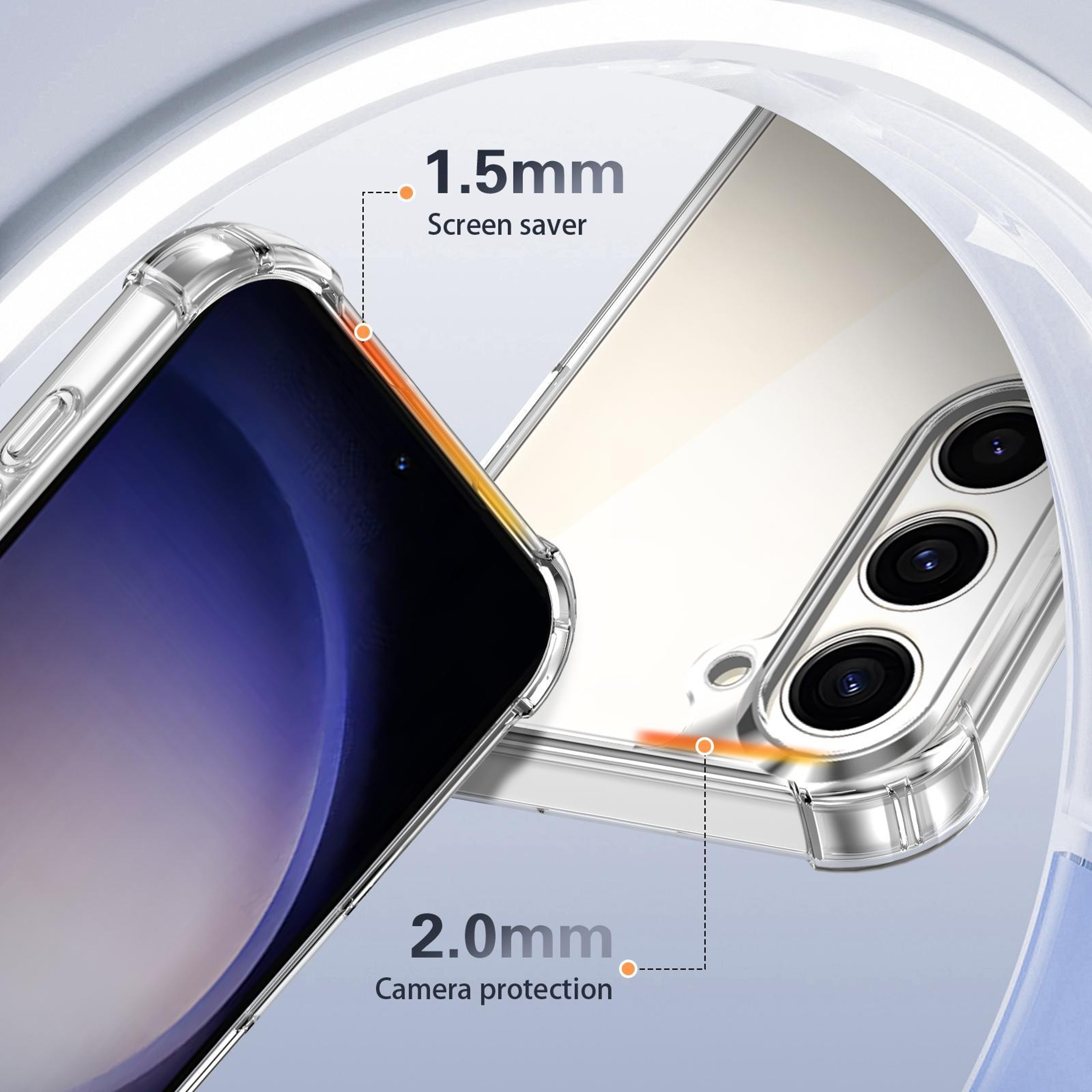 Samsung Galaxy S23 Plus Clear Shockproof Phone Case with Anti Scratch Acrylic Back – view 12