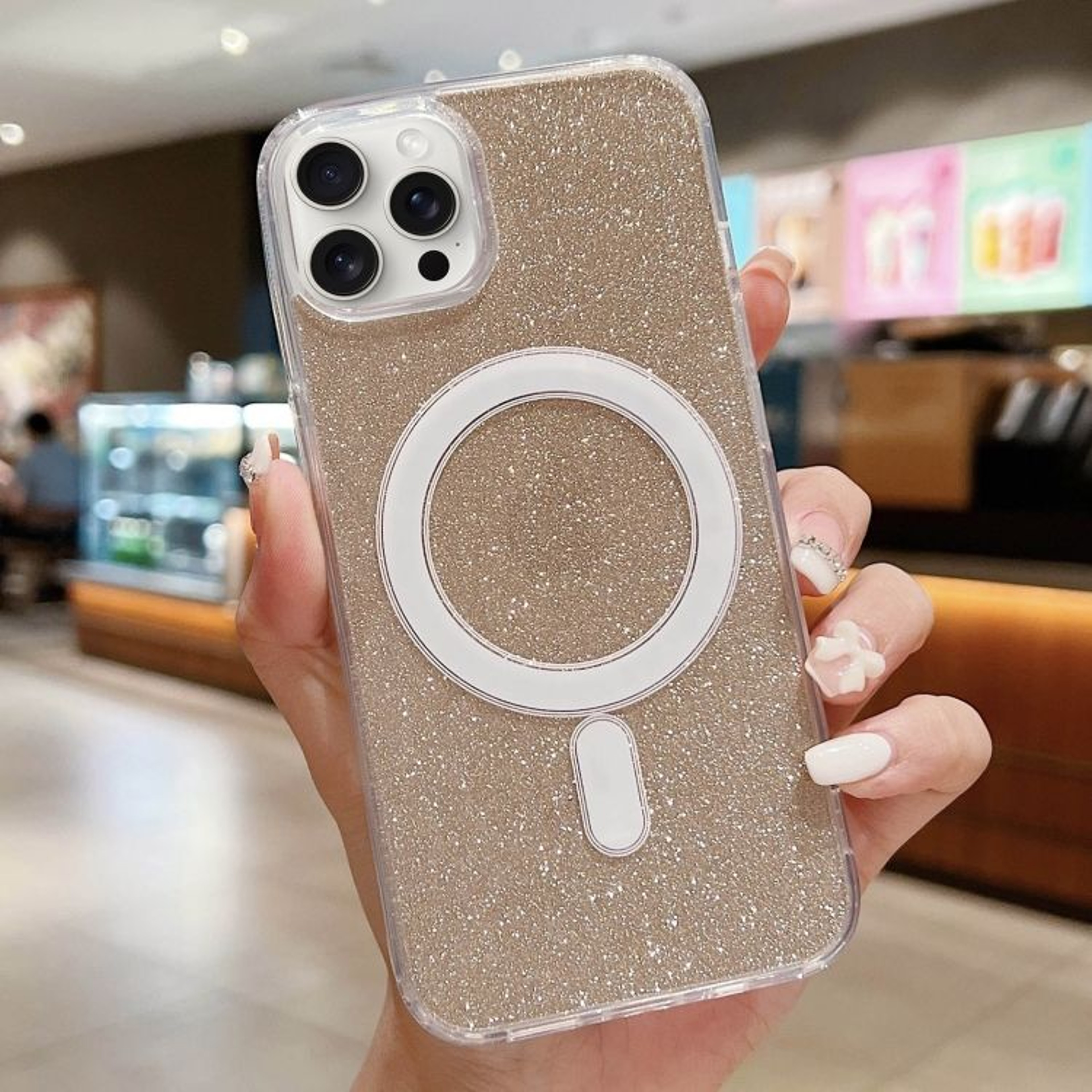Clear Glitter IPhone 16 Pro Max MagSafe Case Transparent Acrylic Protective Cover 7