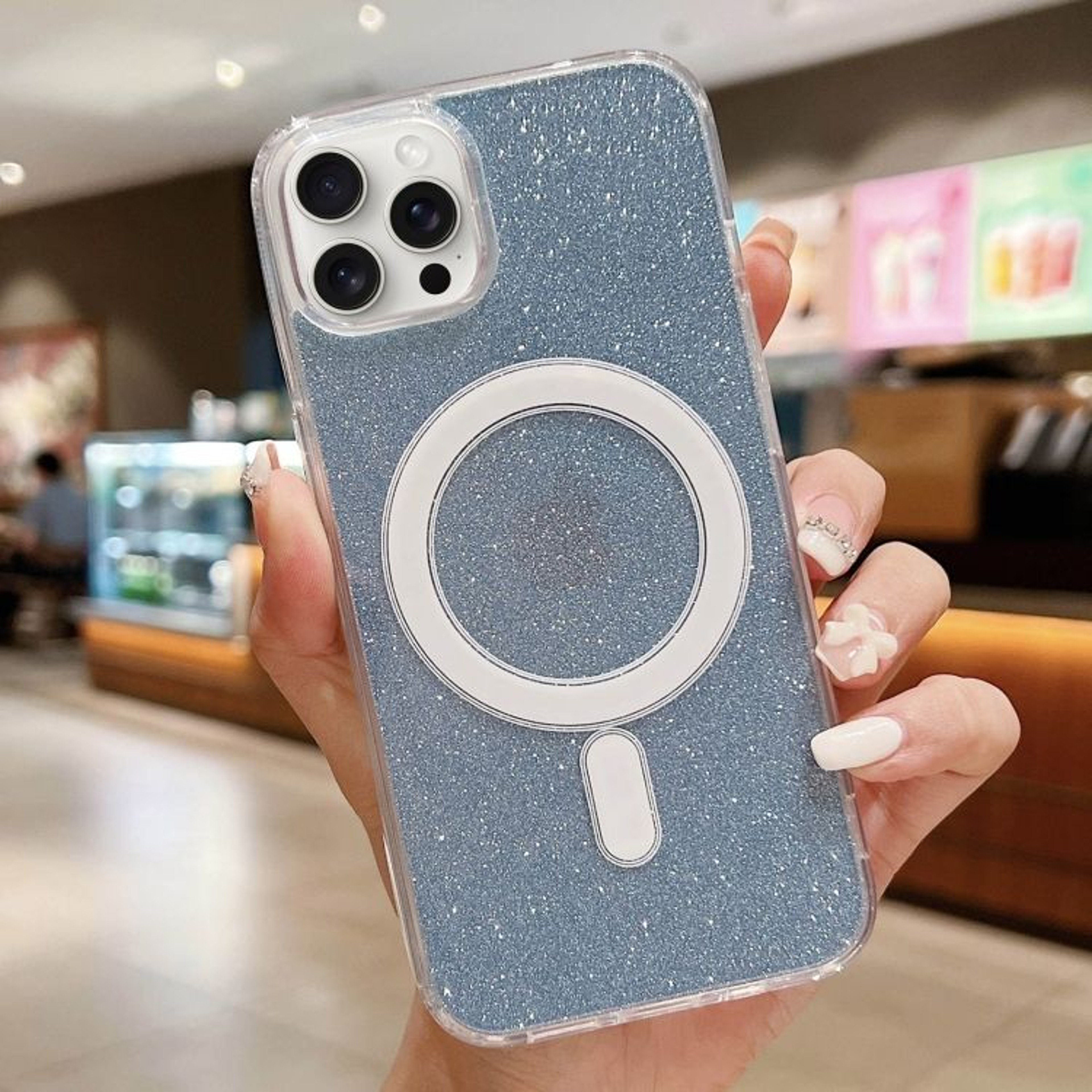 Clear Glitter IPhone 16 Pro Max MagSafe Case Transparent Acrylic Protective Cover 9