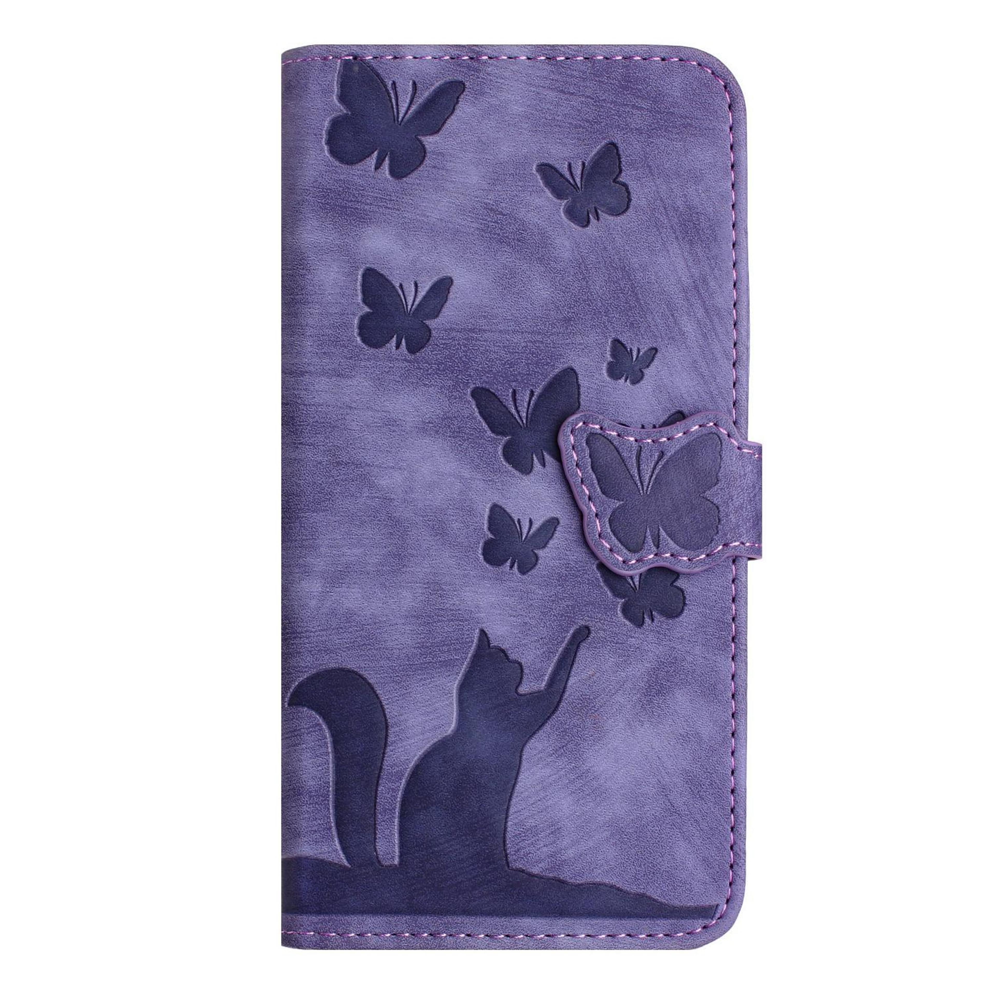 Butterfly Cat Embossed IPhone 17 Pro Max Wallet Case With Kickstand  Wrist Strap Leather Phone Case 1