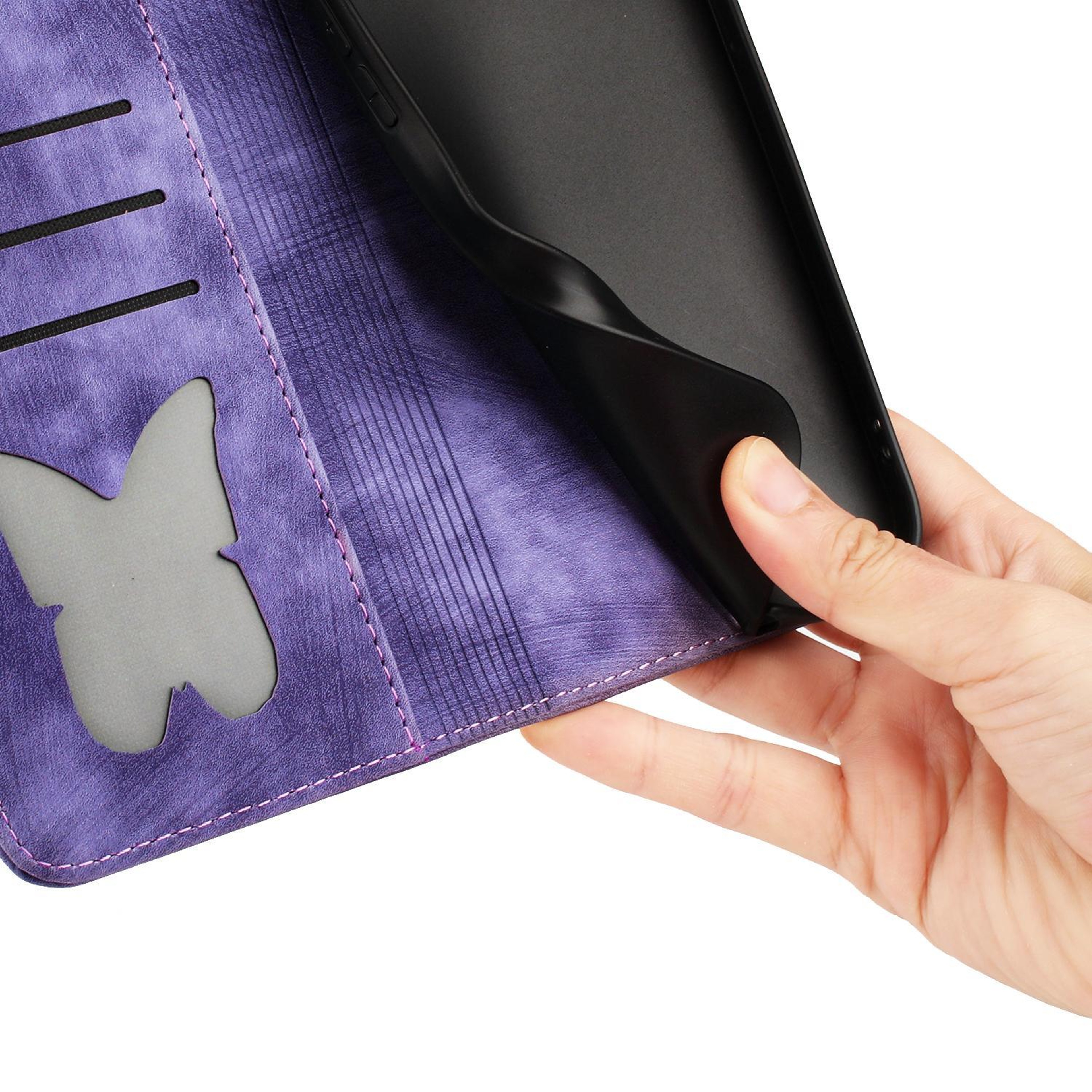 Butterfly Embossed Leather Flip Wallet Case For IPhone 17 Pro With Kickstand  Wrist Strap 5