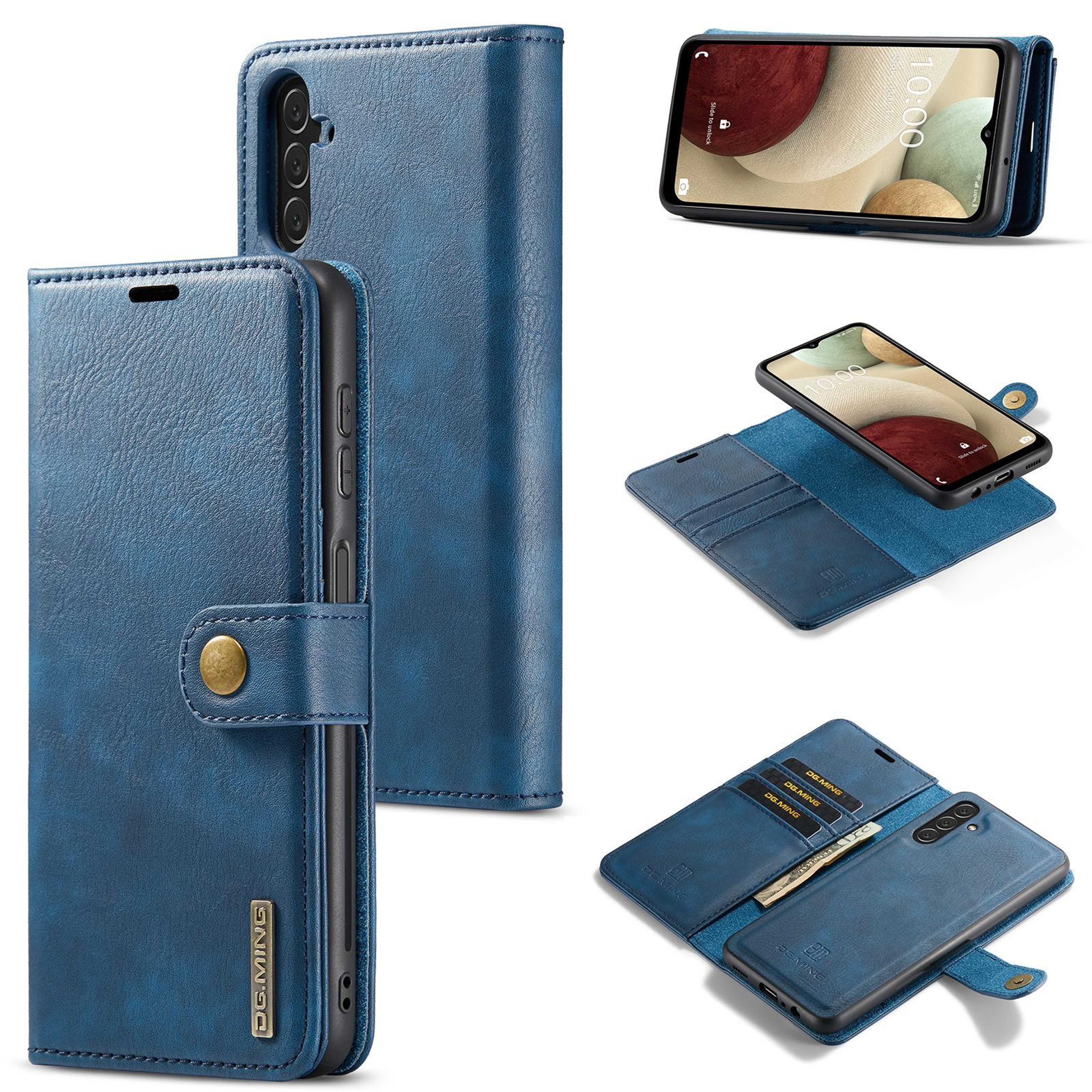 Galaxy A14 Case Detachable Magnetic Leather Wallet Case With Card Holder And Stand 0