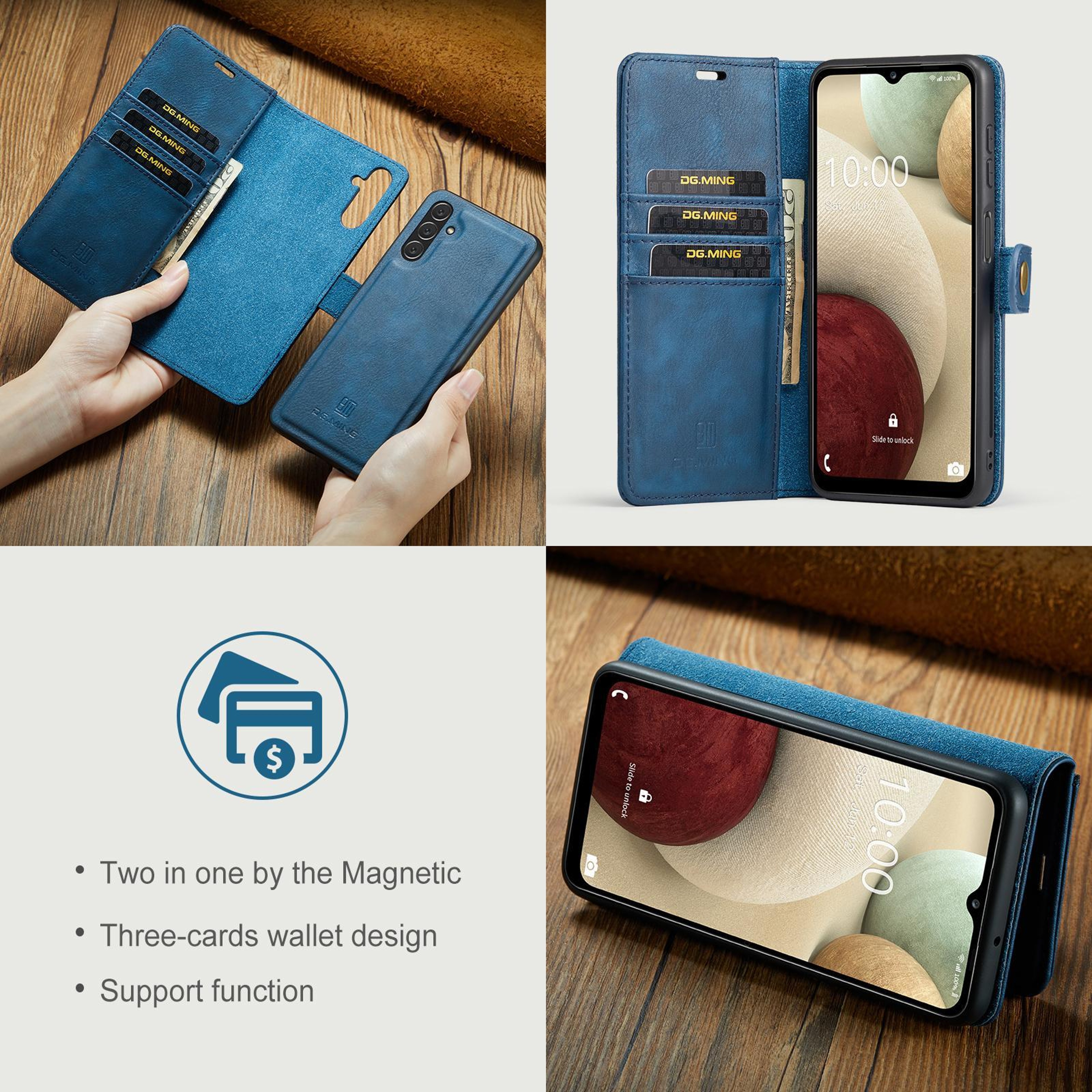 Galaxy A14 Case Detachable Magnetic Leather Wallet Case With Card Holder And Stand 6