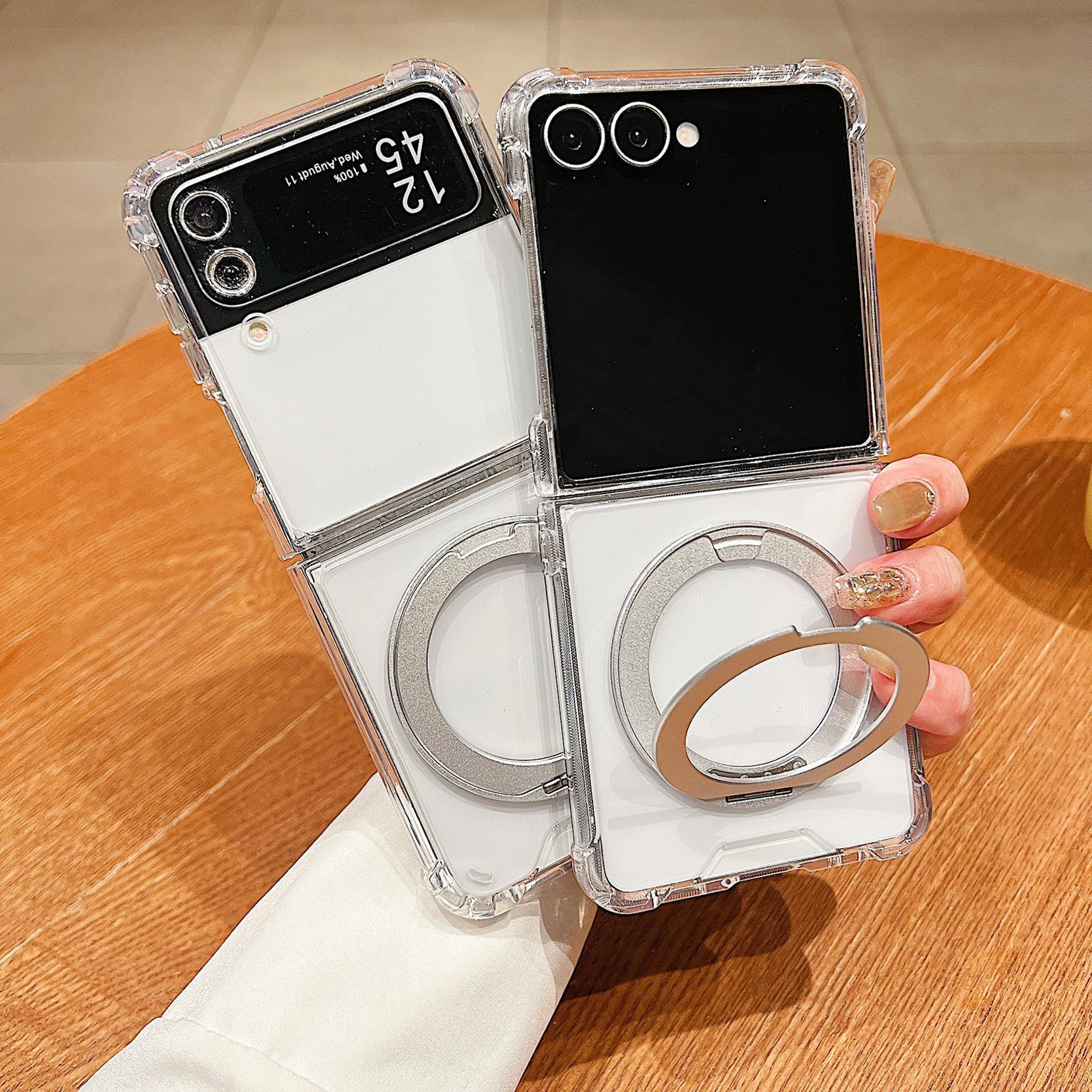 Galaxy Z Fold4 Shockproof Clear Magnetic Case with 360 Rotating Holder – view 3
