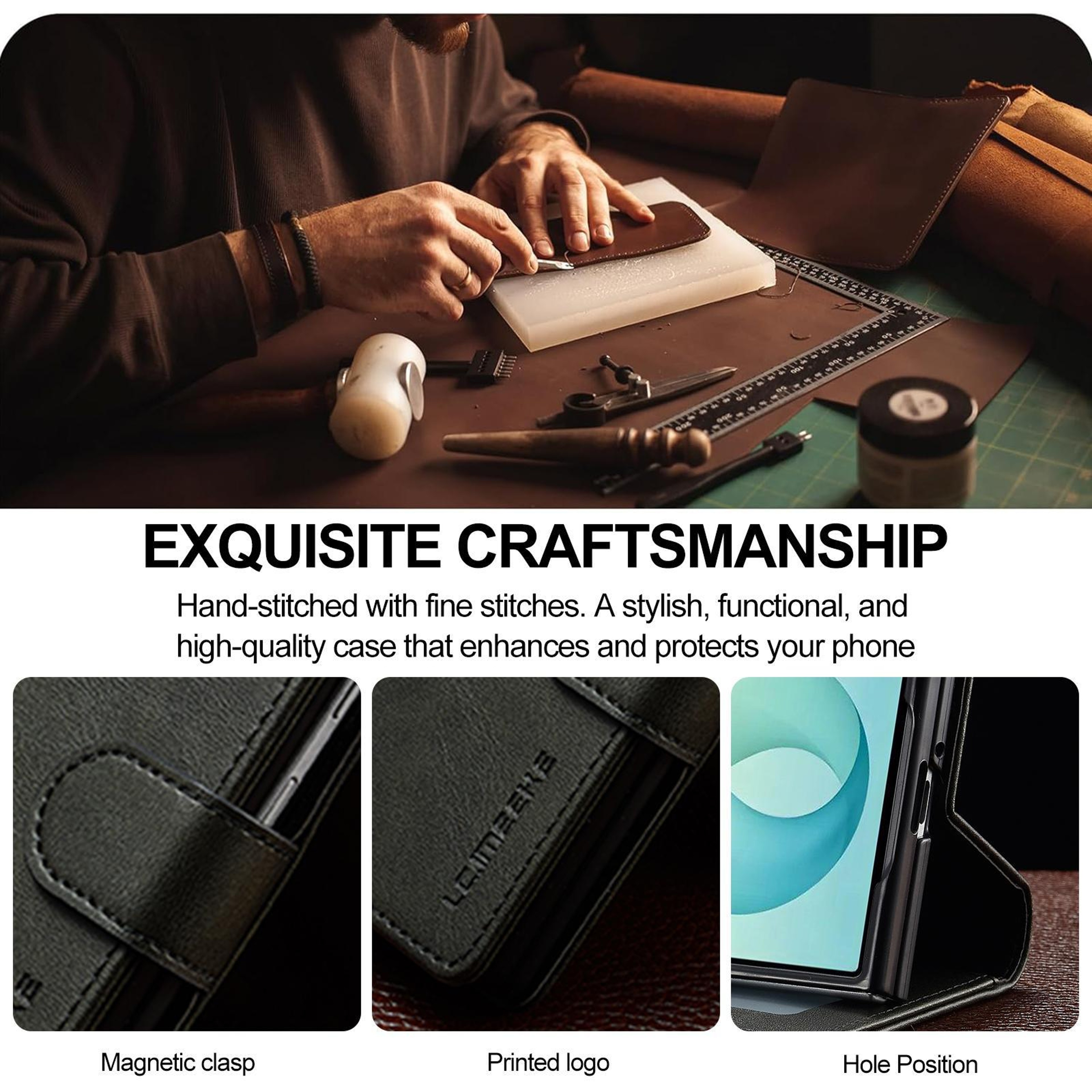 Galaxy Z Fold8 Case Calf Texture Leather Phone Case With Shockproof Protection 4