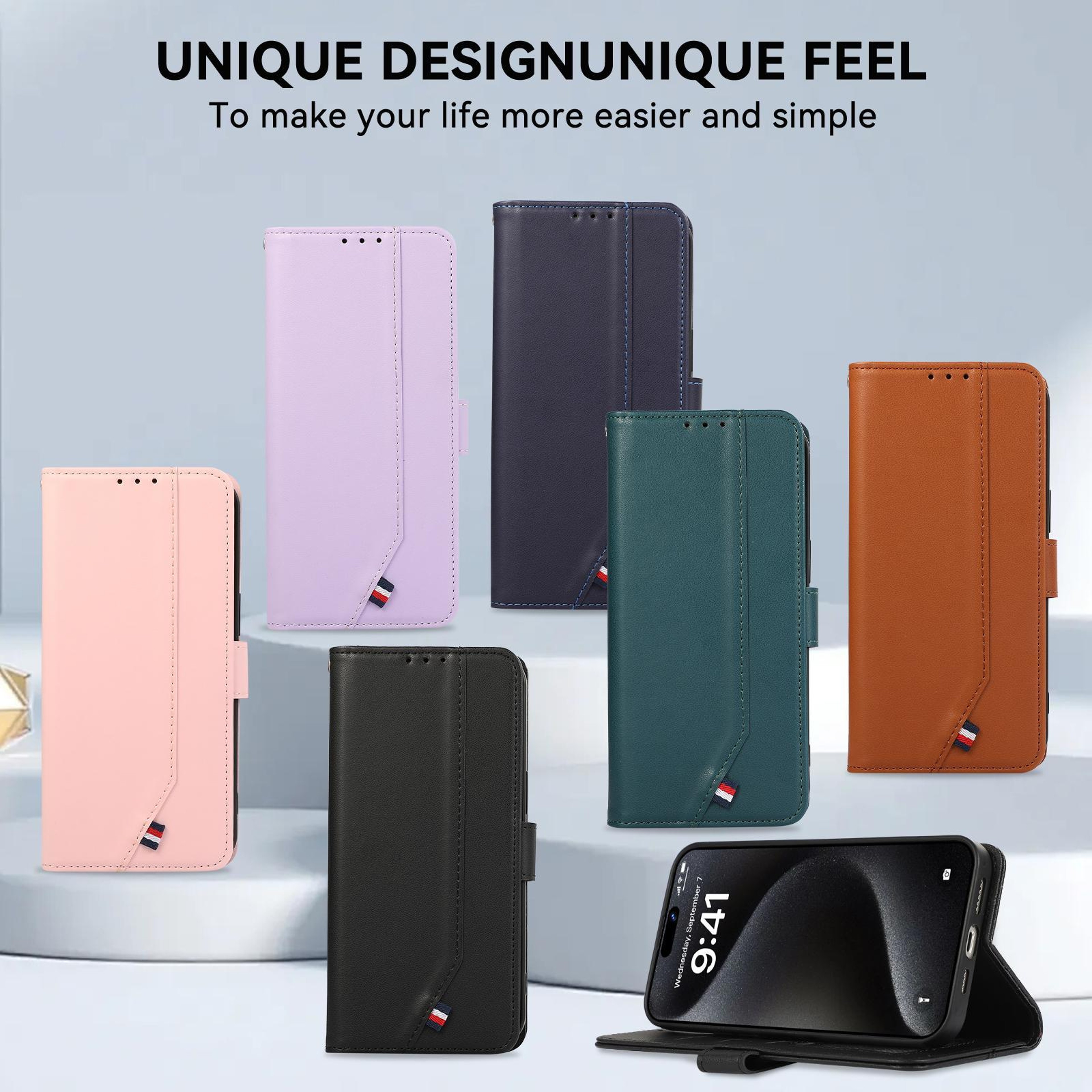 Samsung Galaxy S26 Edge Wallet Case With RFID Blocking Card Slots And Stand 5