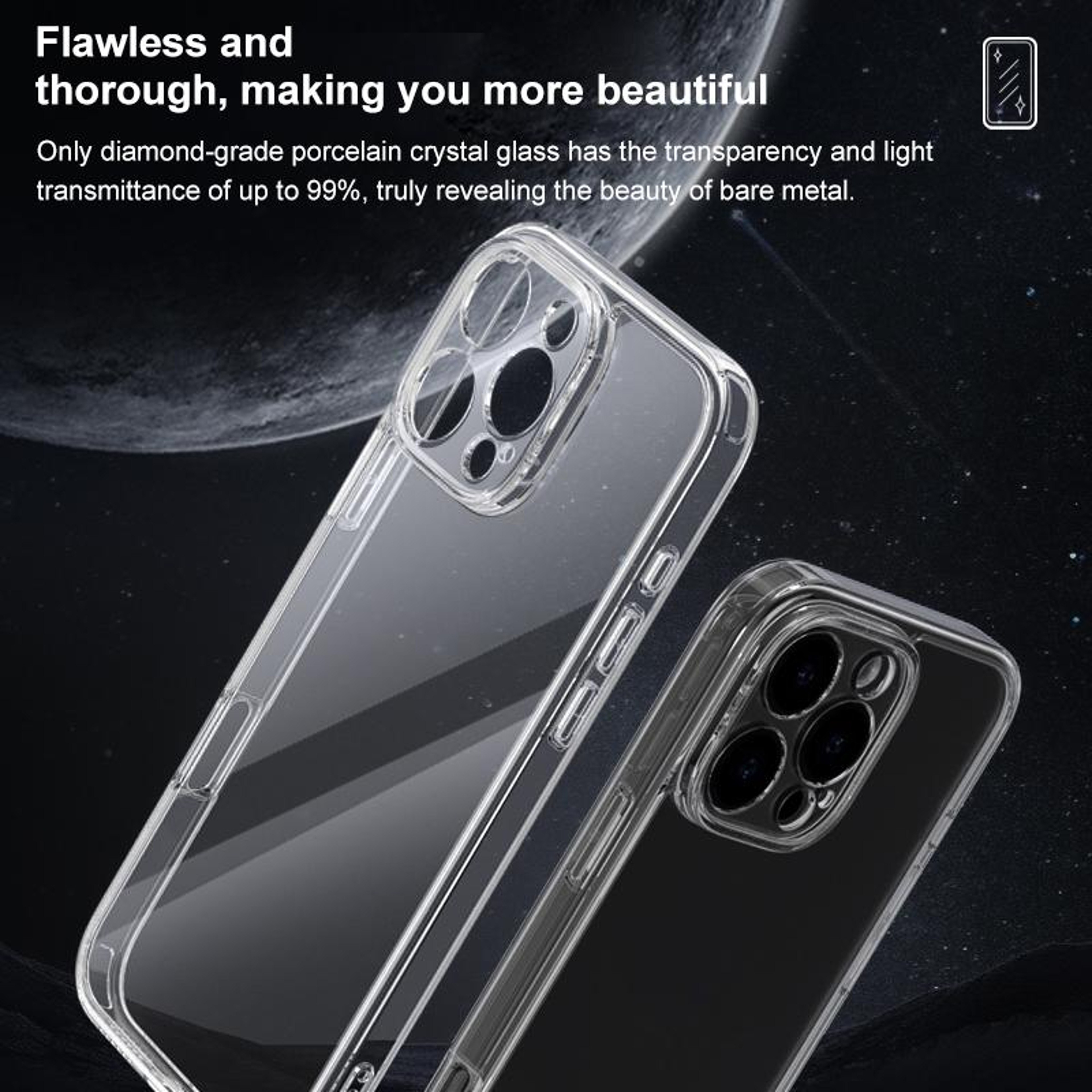 CrystalGuard iPhone 15 Pro Max Clear Shockproof Case with 9H Glass Back – view 2