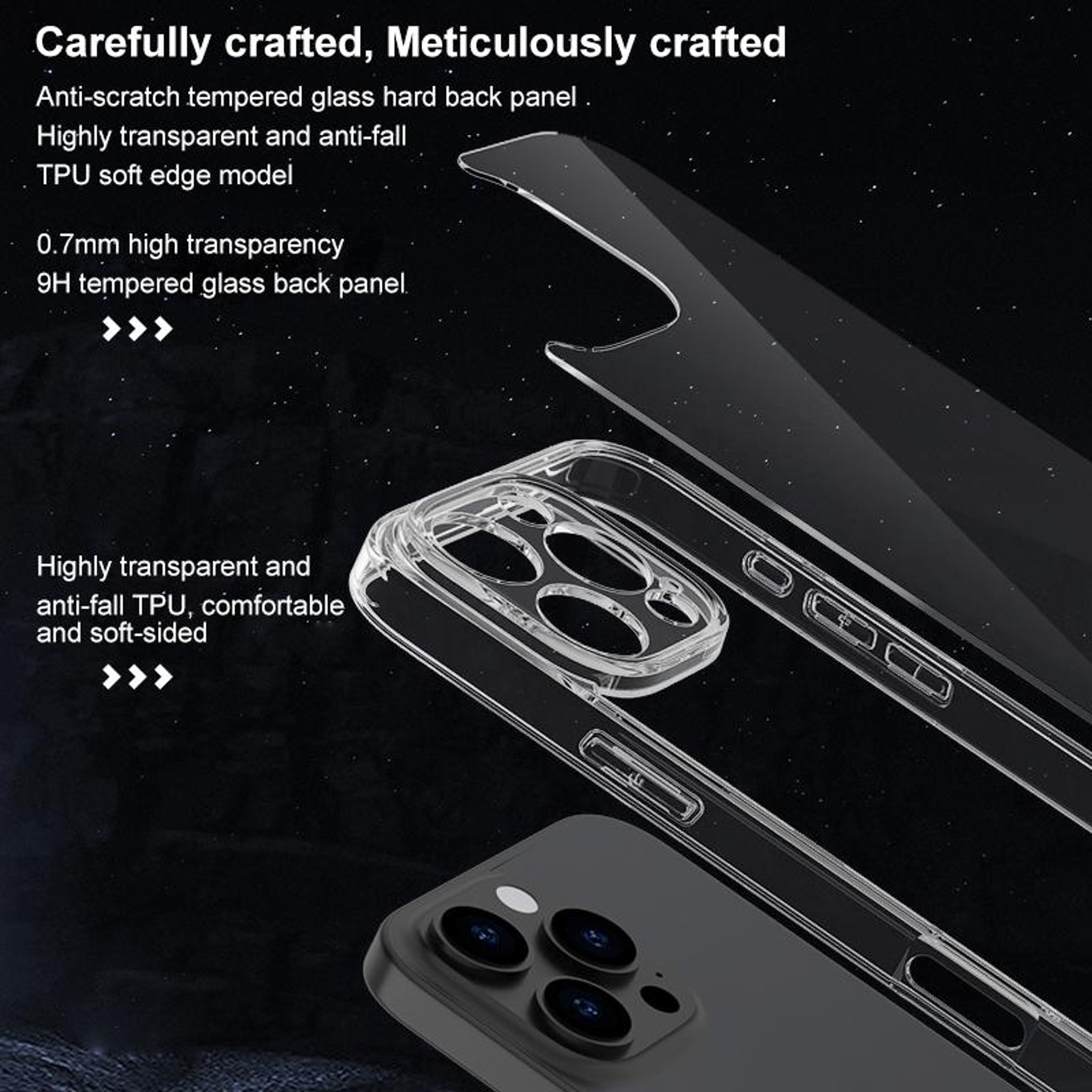 iPhone 15 Plus Clear Case with 9H Glass Back and Shockproof Airbag Corners – view 8