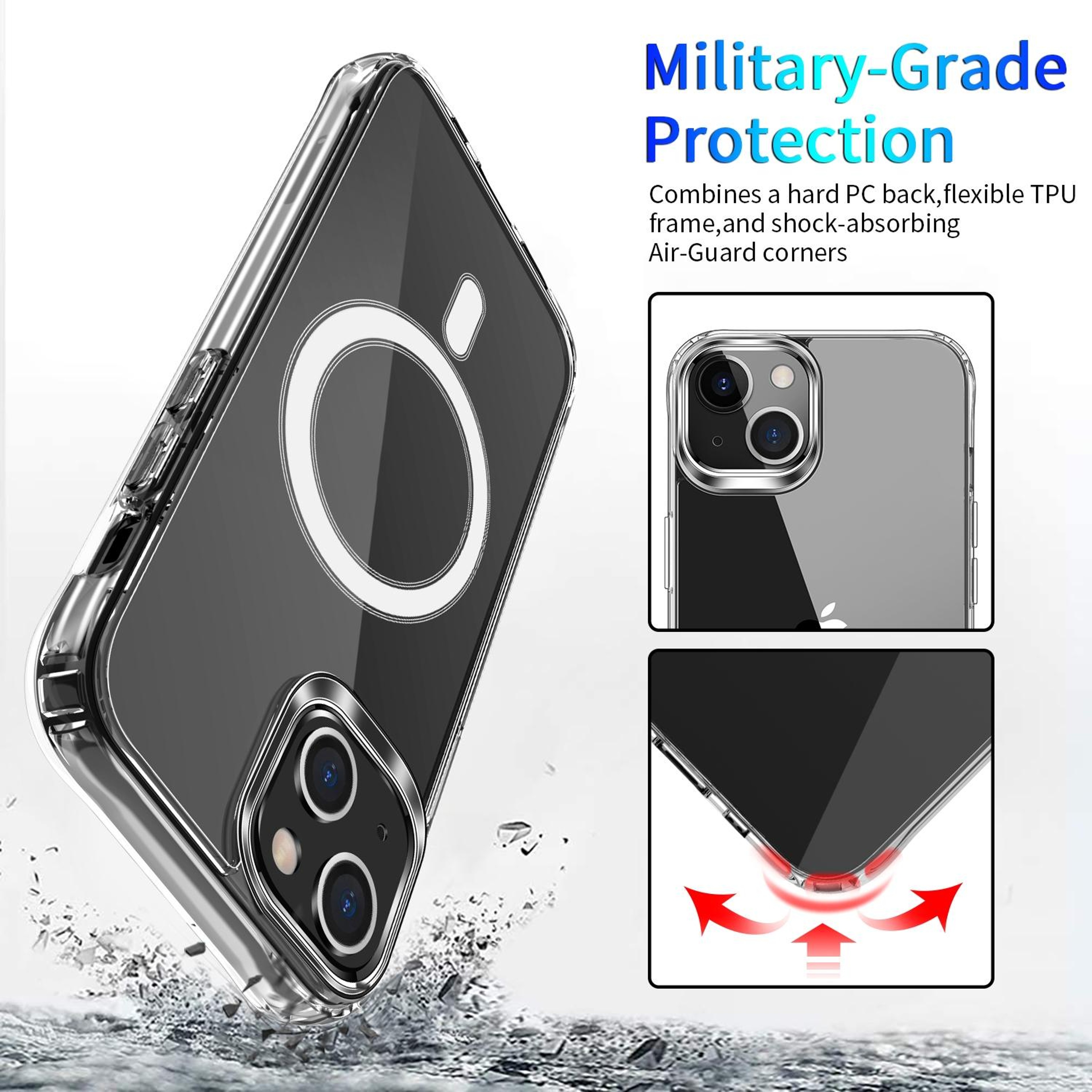 iPhone 13 Mini Clear MagSafe Case with Magnetic Ring and Shockproof Corners – view 3