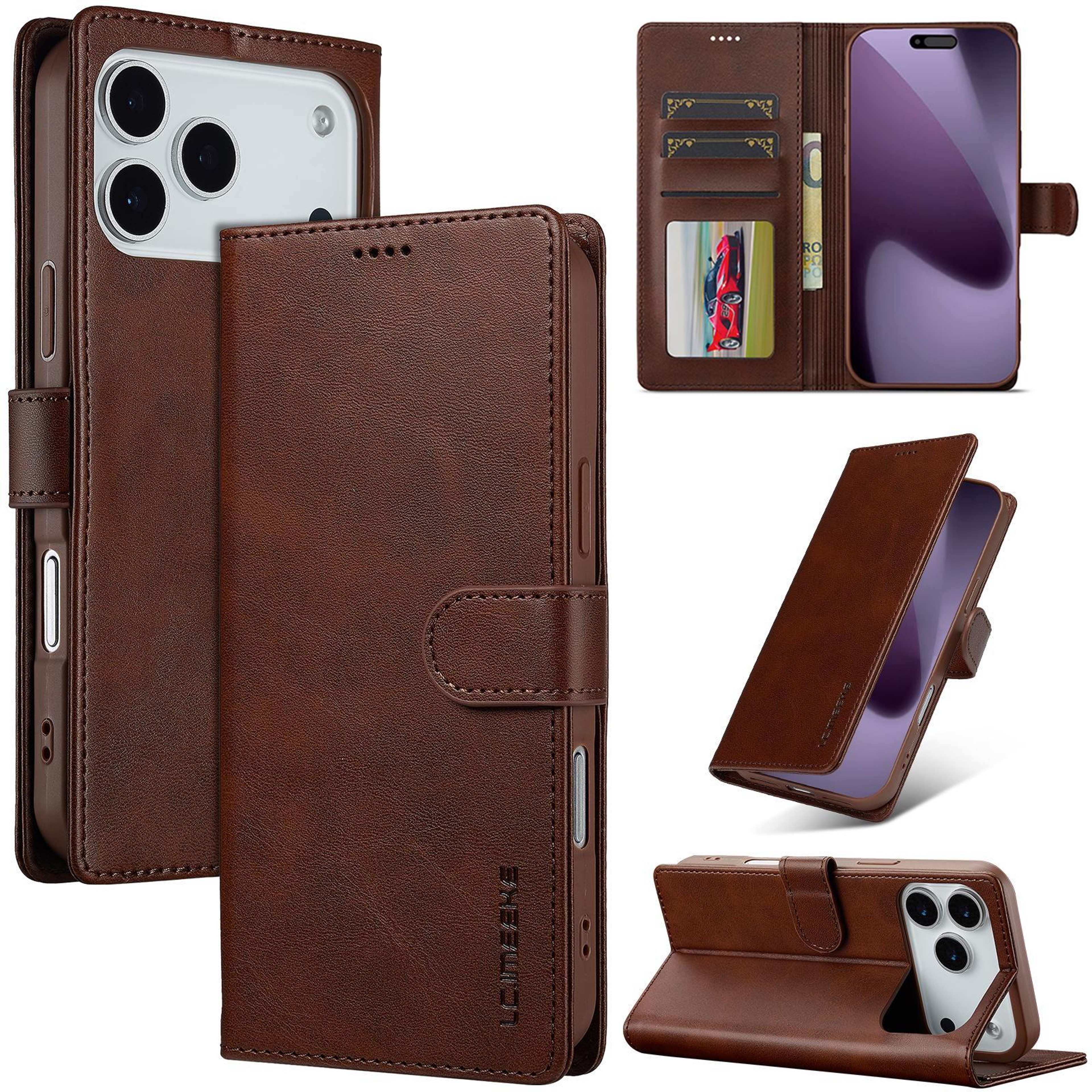 IPhone 17 Pro Max Wallet Case With Leather Flip Cover Card Holder And Kickstand 0