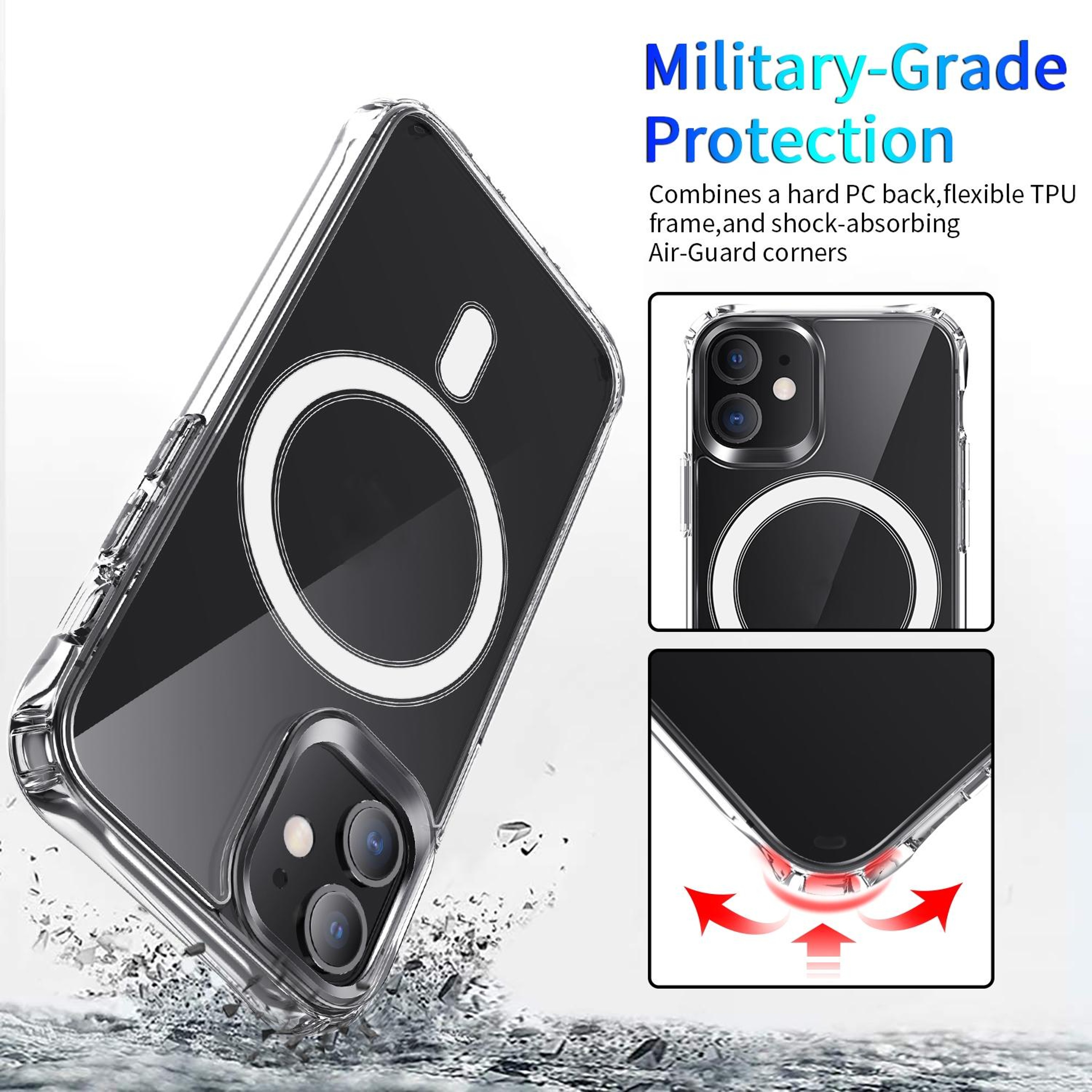 iPhone 12 Mini Clear MagSafe Case with Magnetic Ring and Shockproof TPU Corners – view 6
