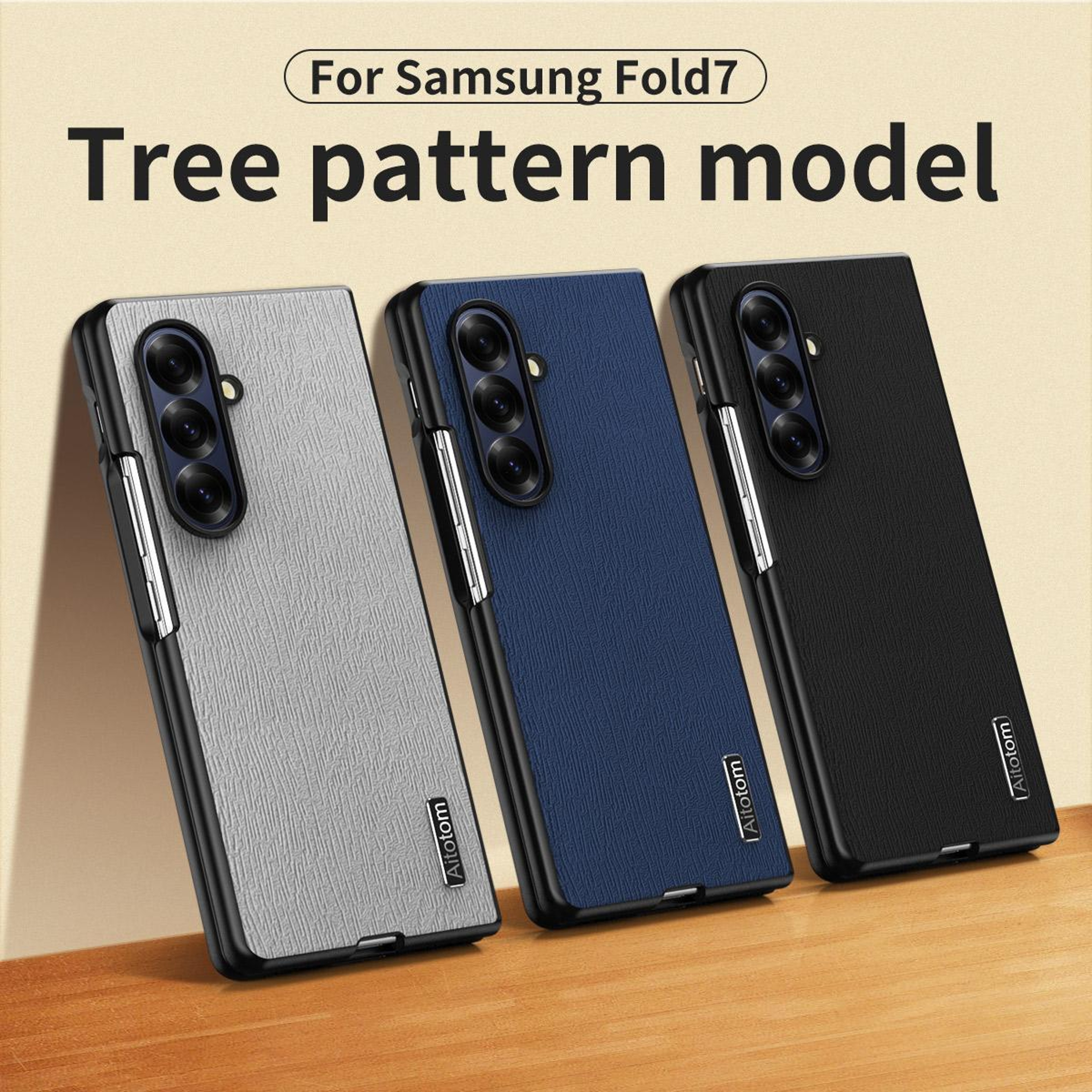 Galaxy Z Fold7 5G Tree Bark Leather Shockproof Protective Case 1