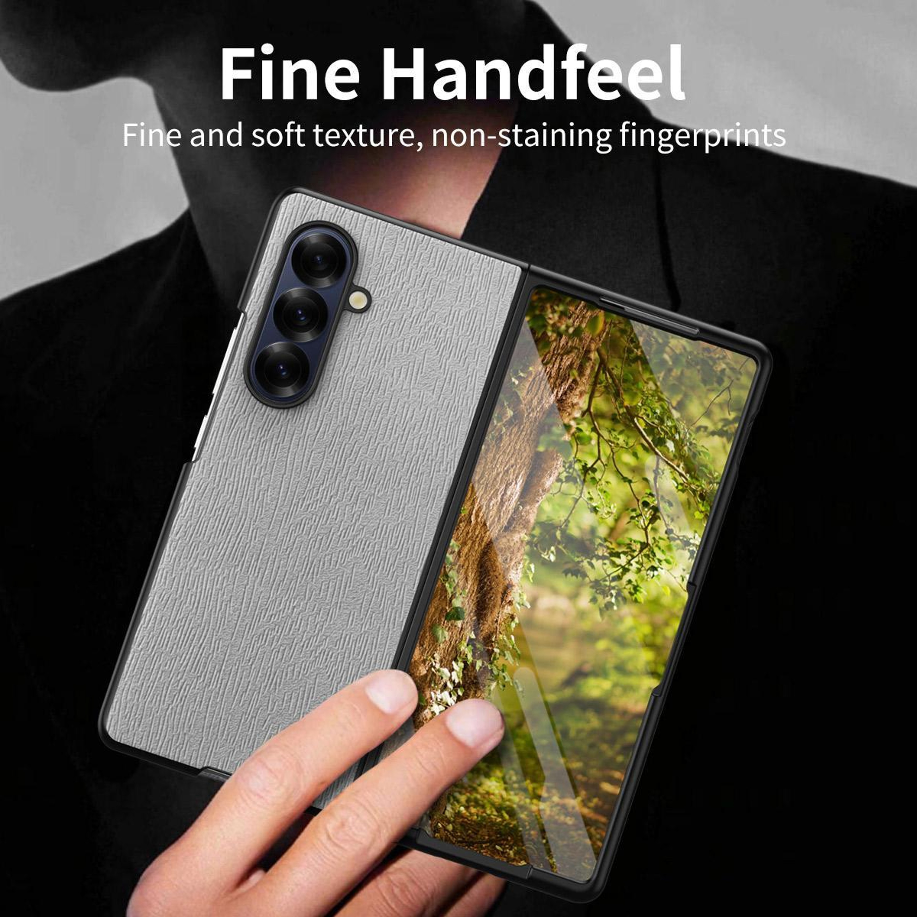Galaxy Z Fold7 5G Tree Bark Leather Shockproof Protective Case 5