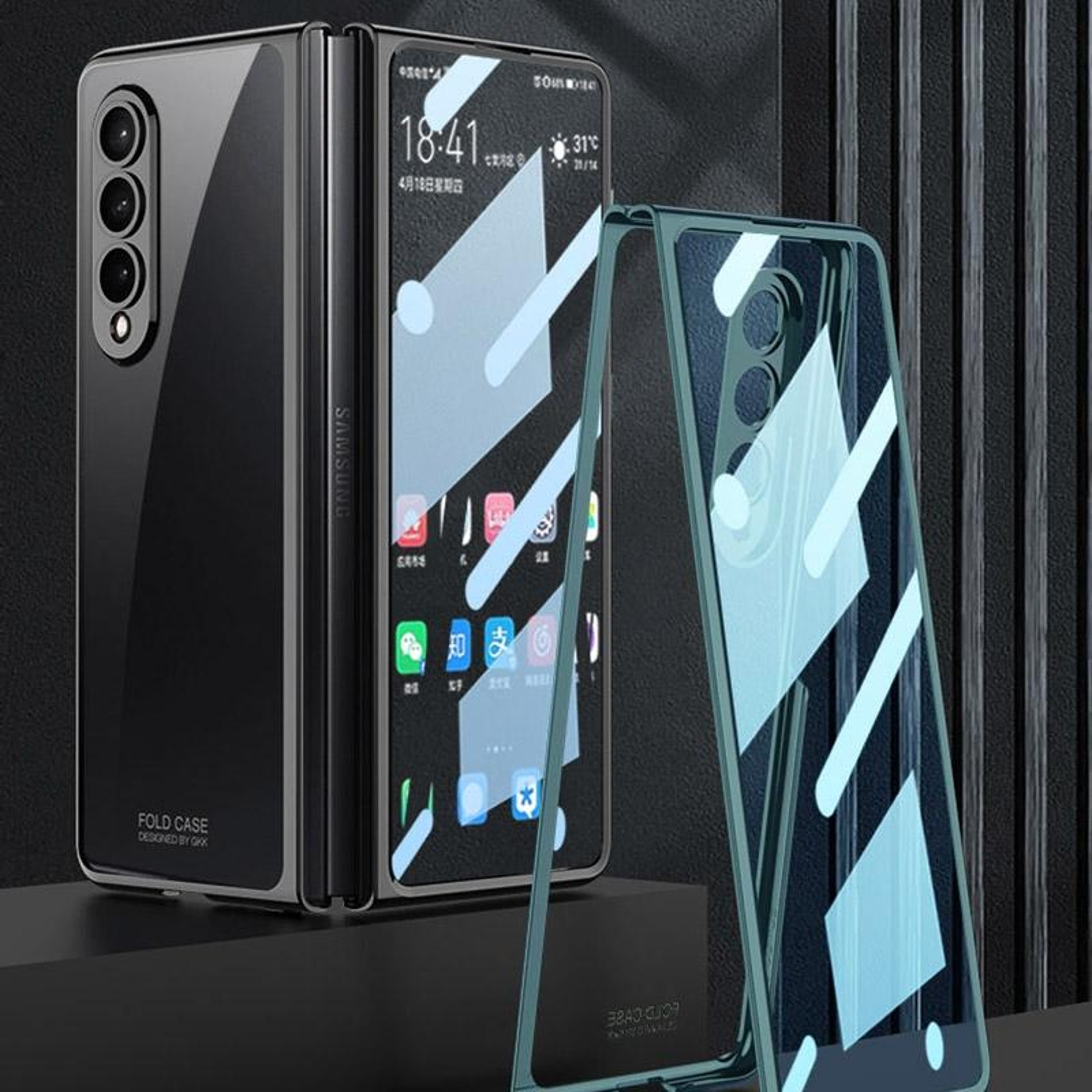 GKK Samsung Galaxy Z Fold4 Full Coverage Case With Tempered Glass 2