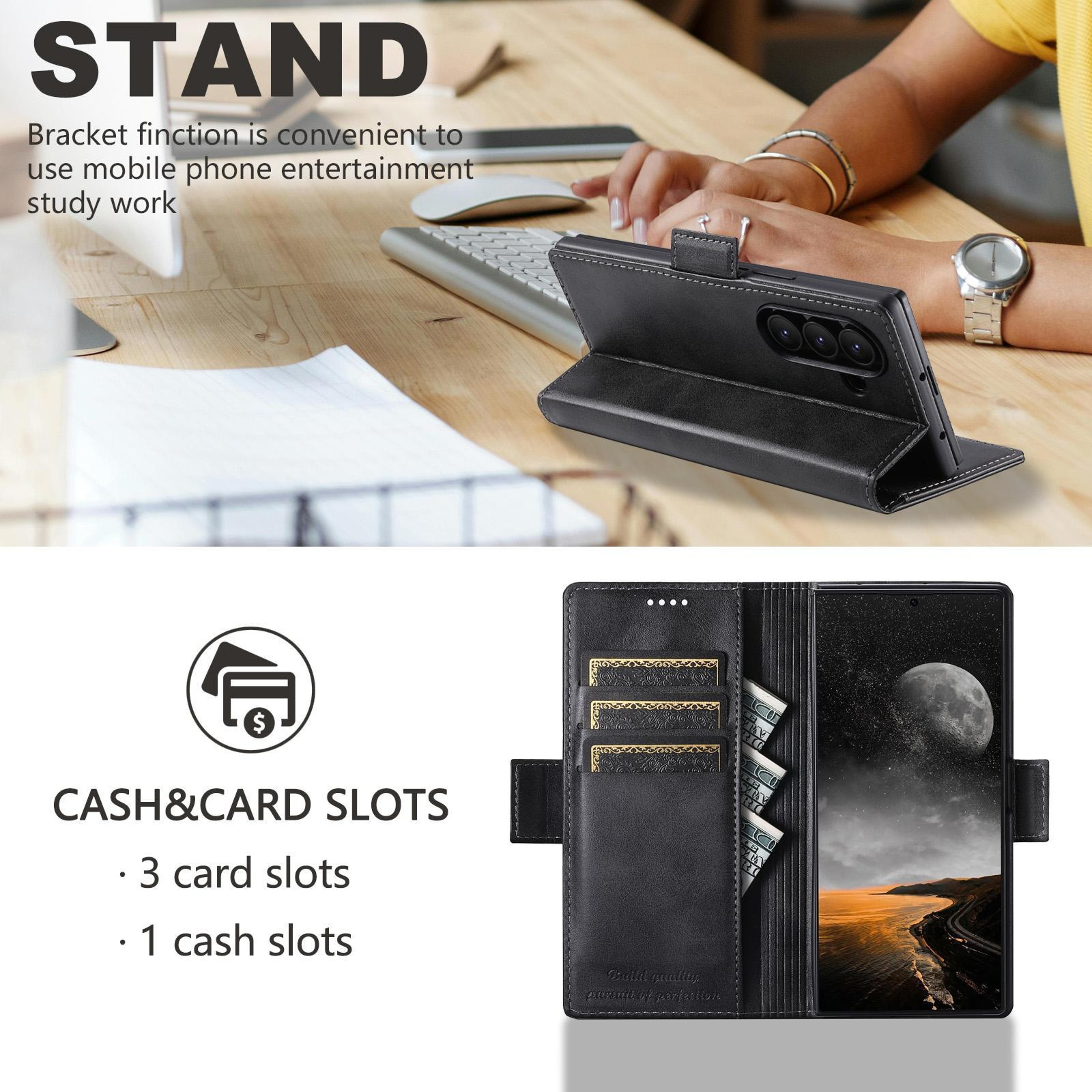 Galaxy Z Fold8 Ultra 5G Leather Wallet Case With Card Slots And Kickstand 2