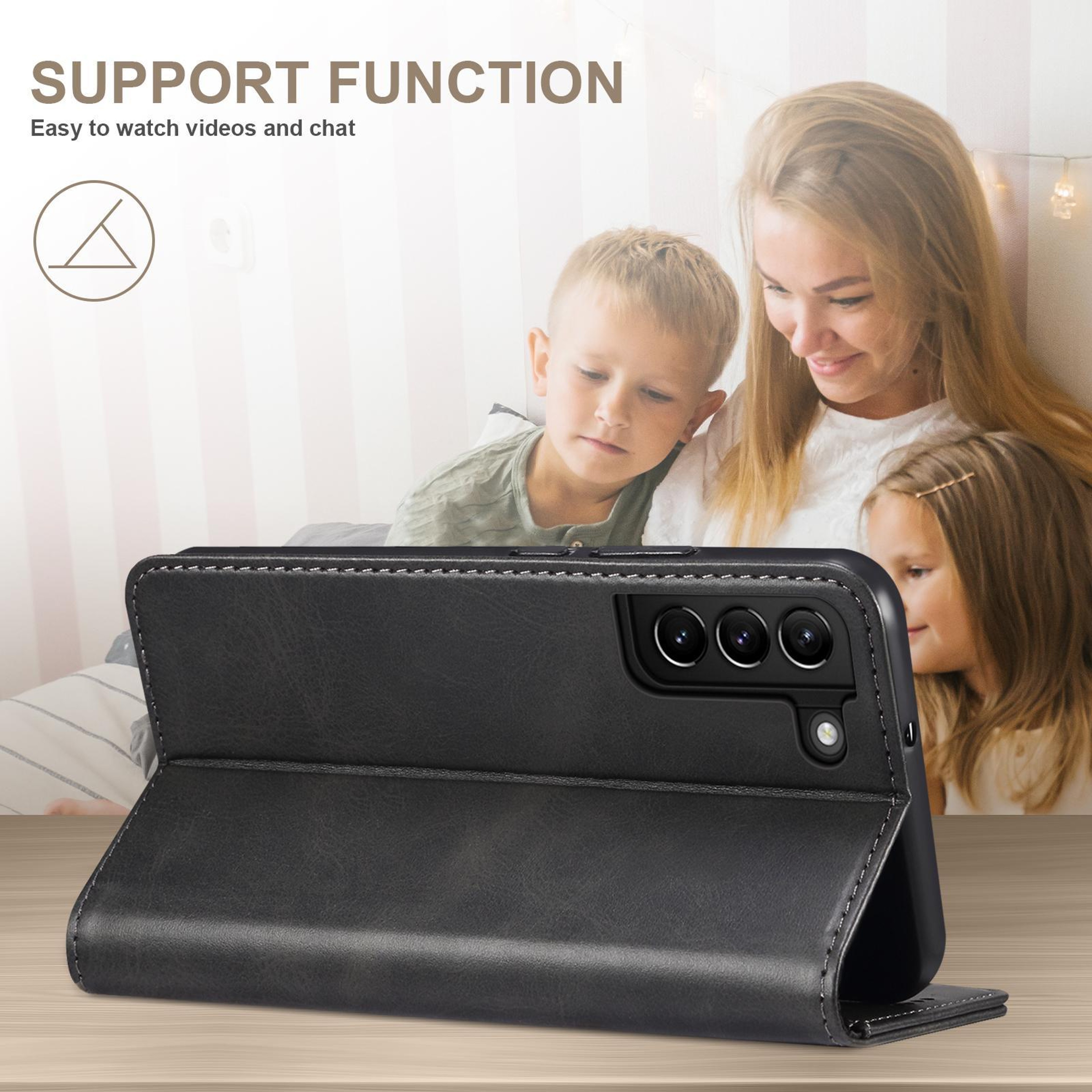 Samsung Galaxy S26 5G Wallet Case With Calf Texture Leather Card Holder And Kickstand 4