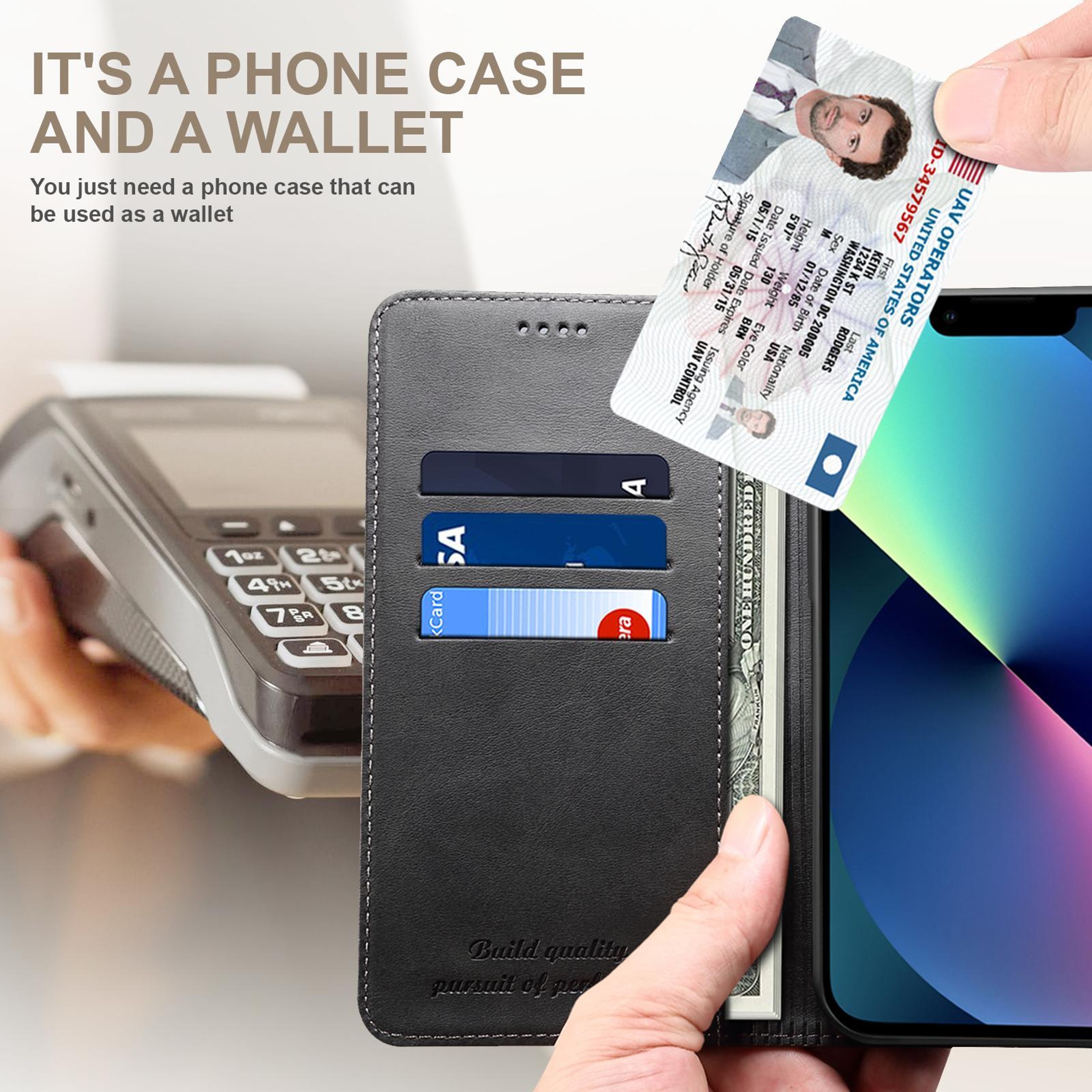 Samsung Galaxy S25 Plus Case Calf Texture Leather Wallet Case With Card Slots And Kickstand 3