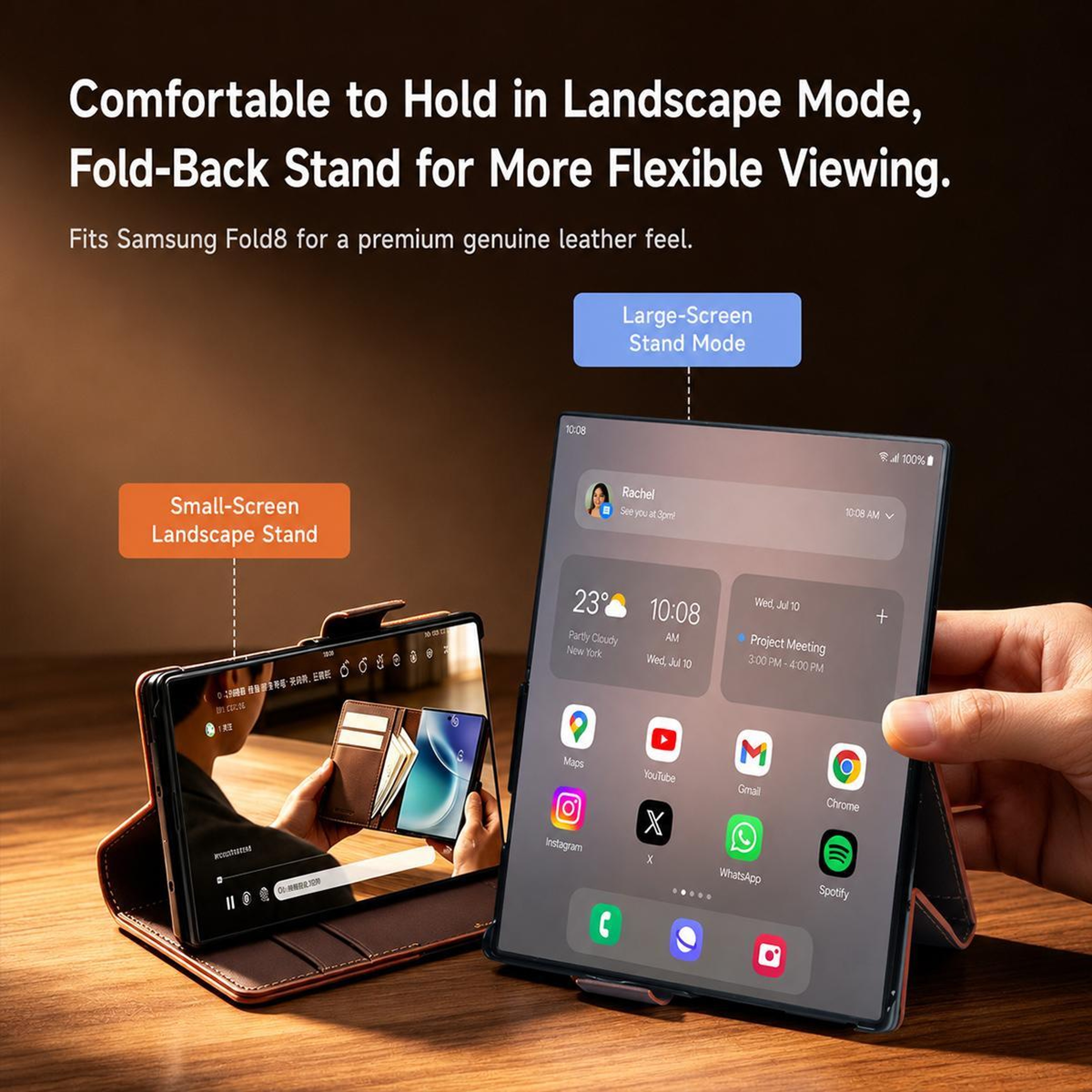 Classic Gen2 Galaxy Z Fold8 Leather Case Genuine Leather Protective Cover 8