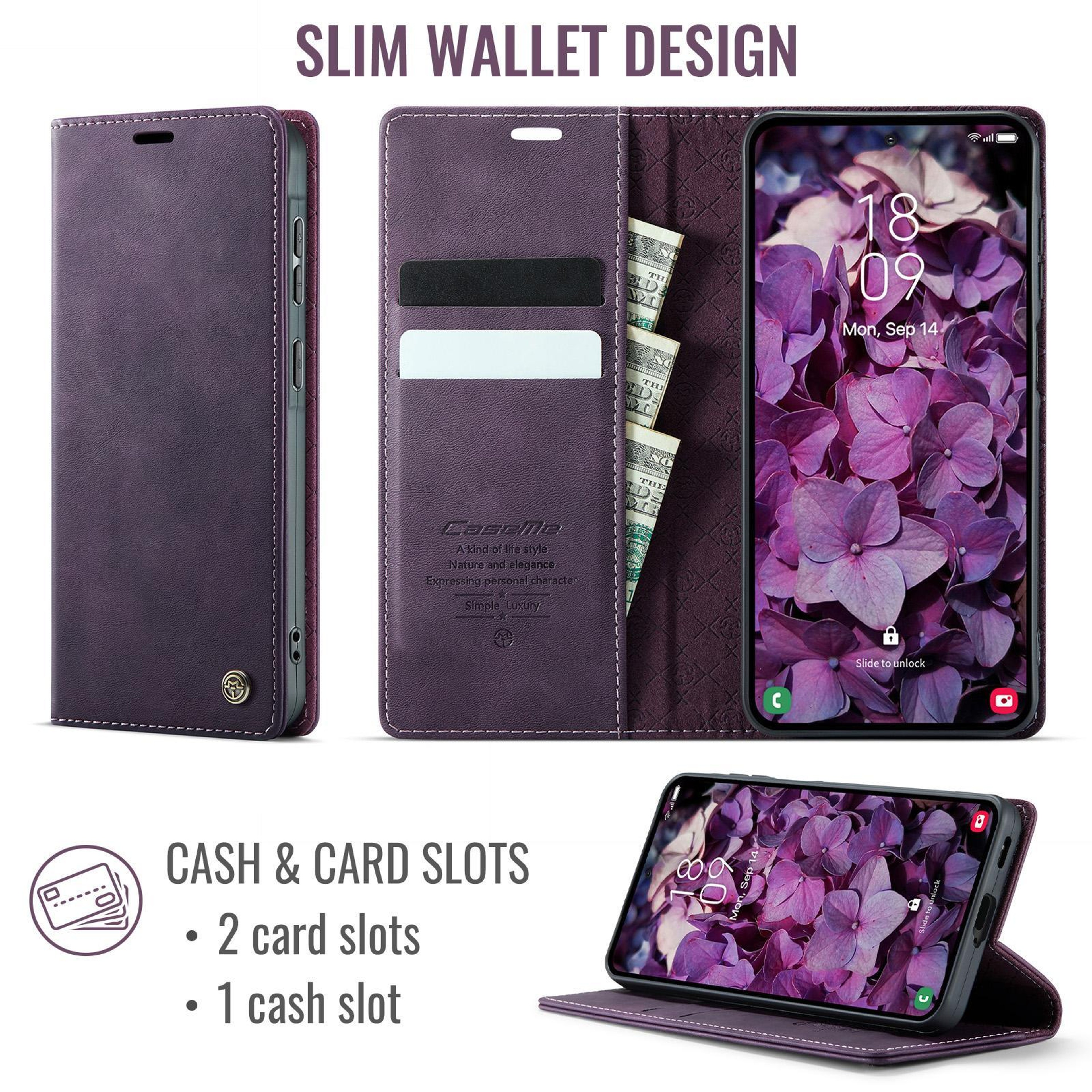 Galaxy A57 5G RFID Blocking Leather Wallet Case With Card Holder And Stand 1