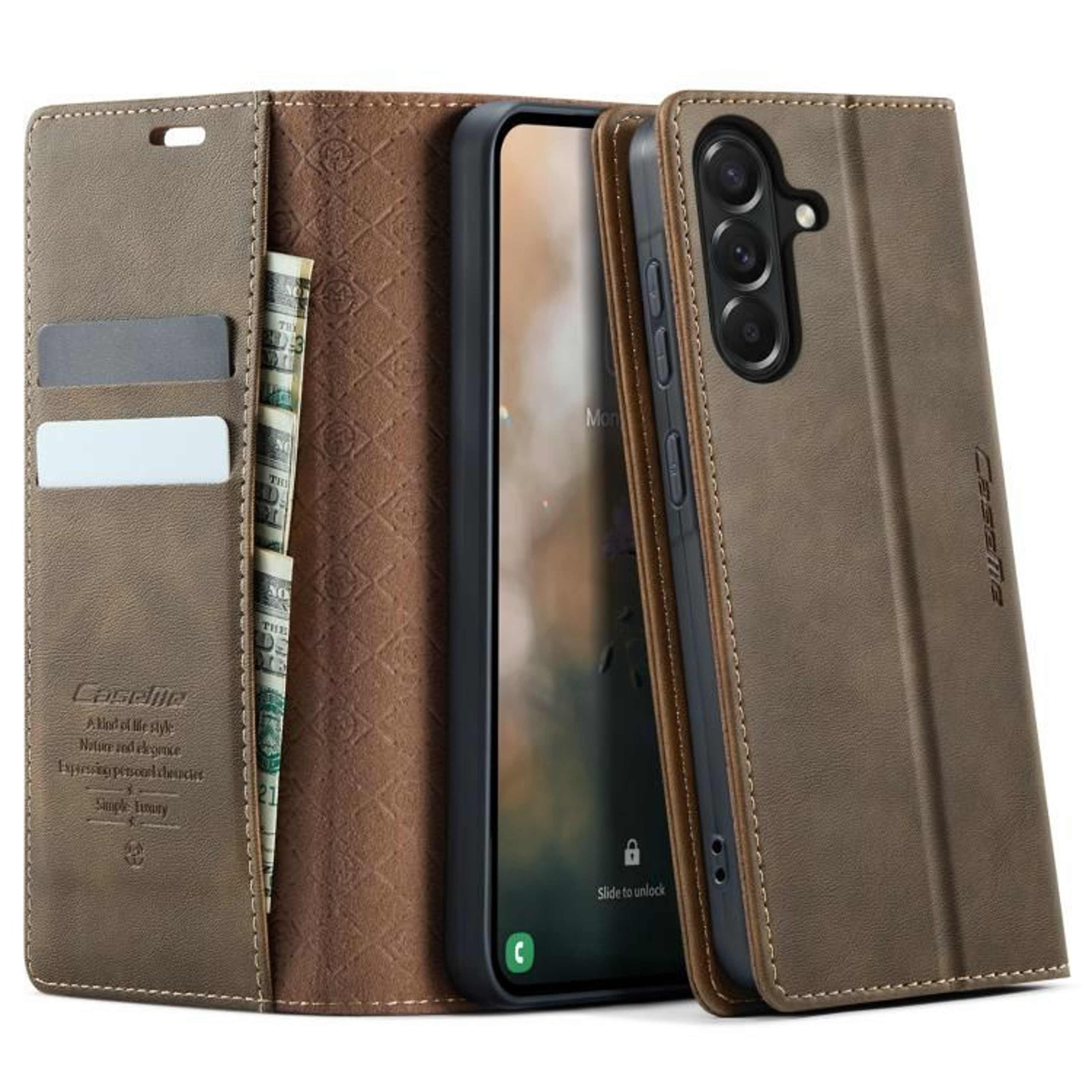 Galaxy A57 5G RFID Blocking Leather Wallet Case With Card Holder And Stand 13