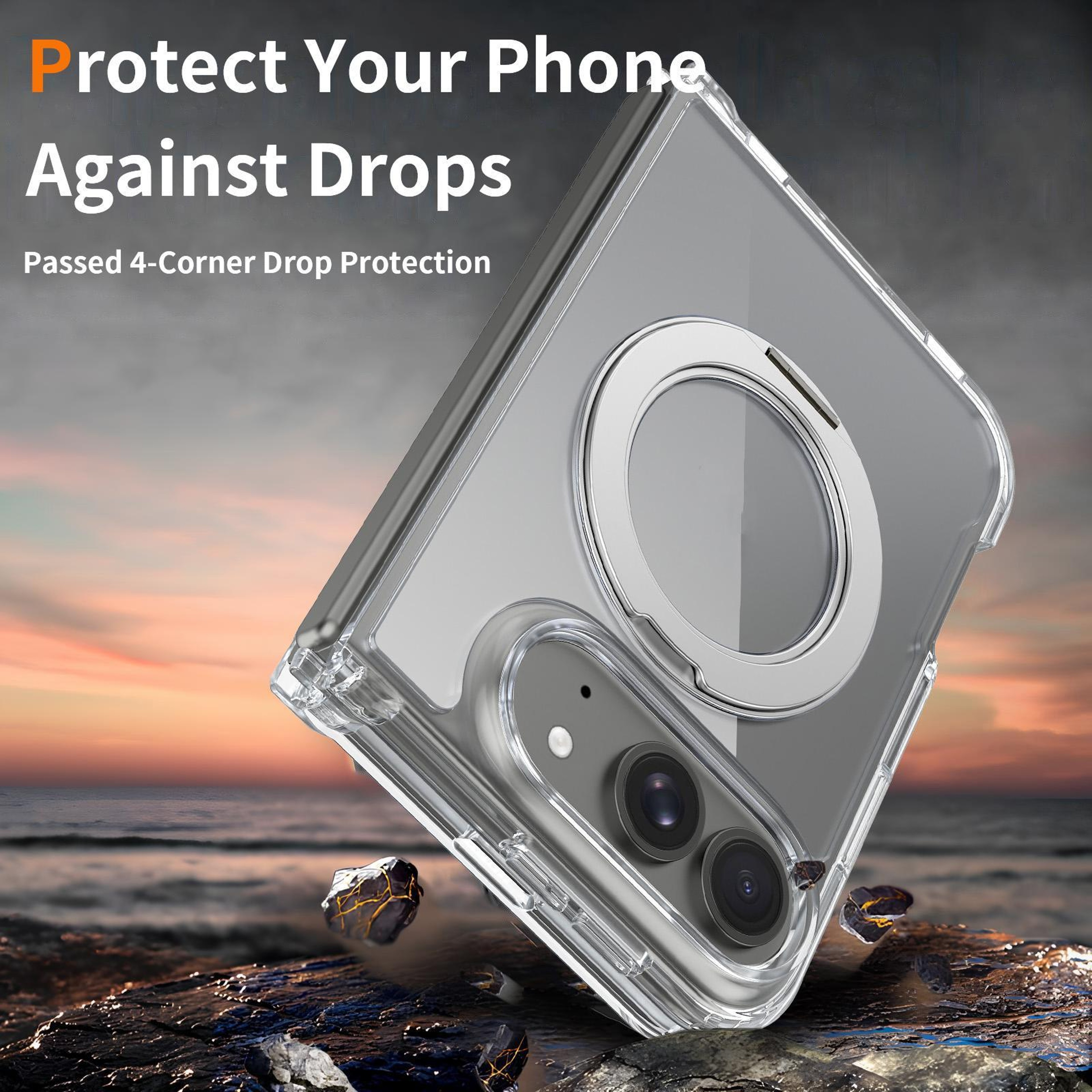 iPhone Fold Magnetic Phone Case with 360 Rotating Stand Clear Scratch Proof Cover – view 3