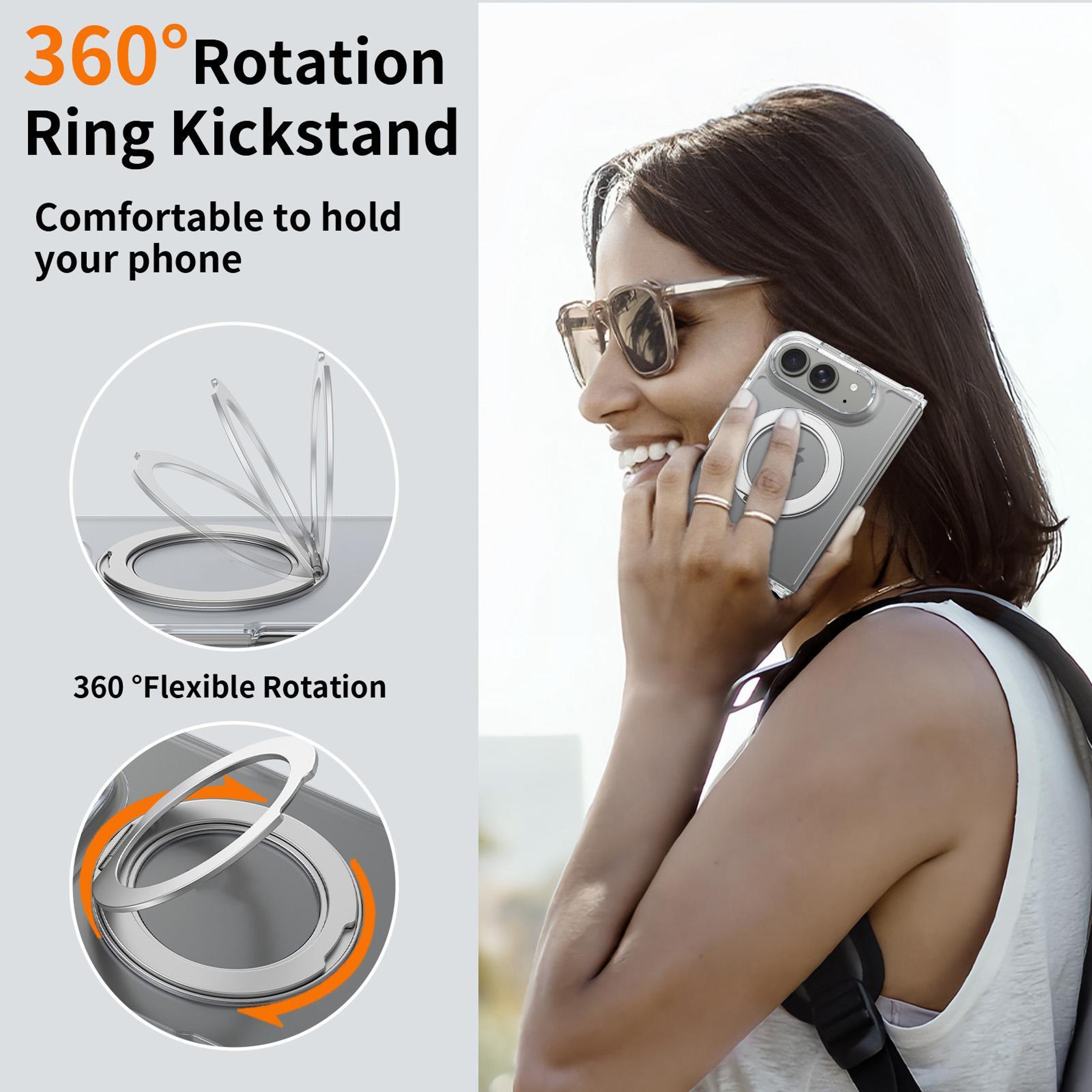 iPhone Fold Magnetic Phone Case with 360 Rotating Stand Clear Scratch Proof Cover – view 4