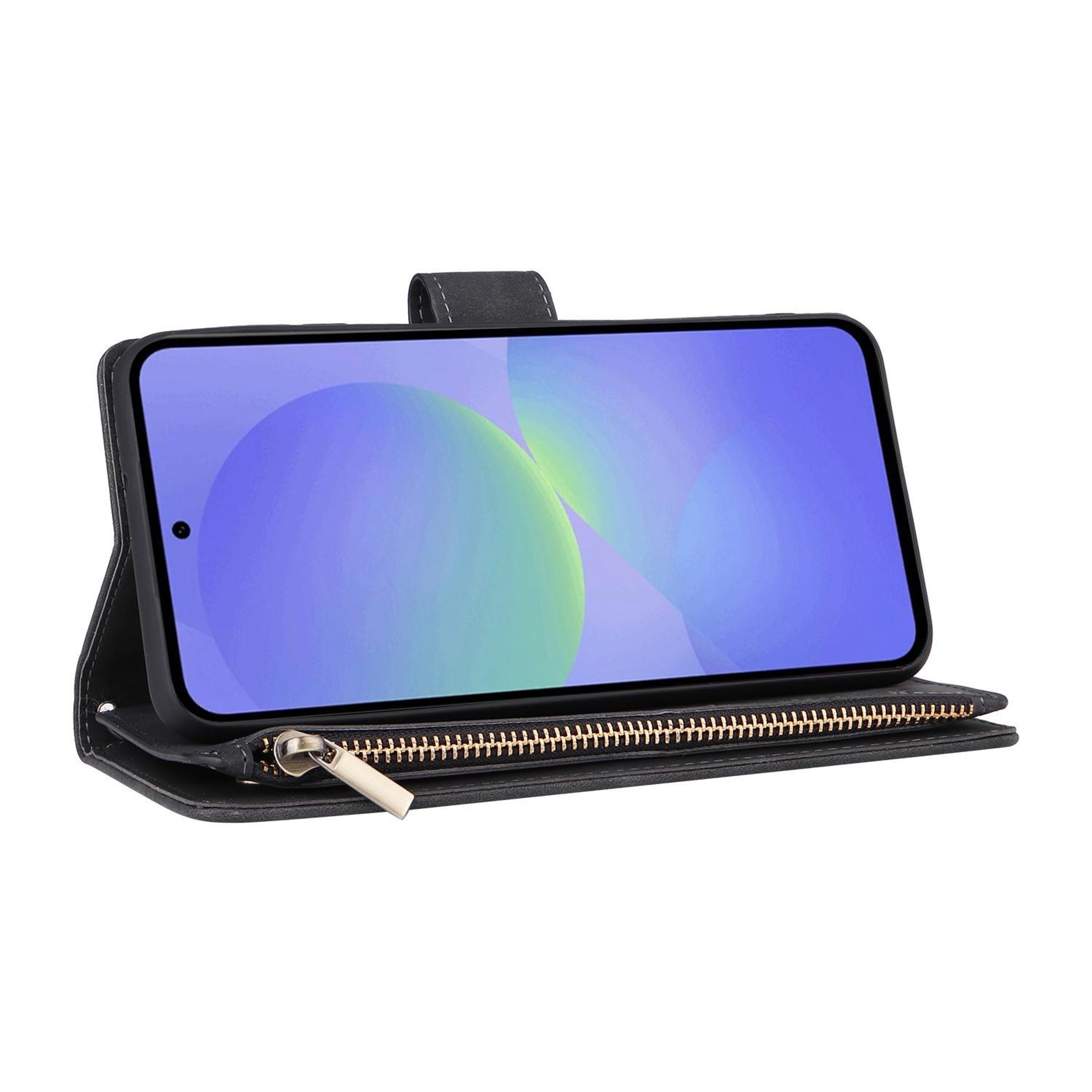 Galaxy A57 5G Zipper Wallet Case With Card Holder Kickstand And Wrist Strap 5