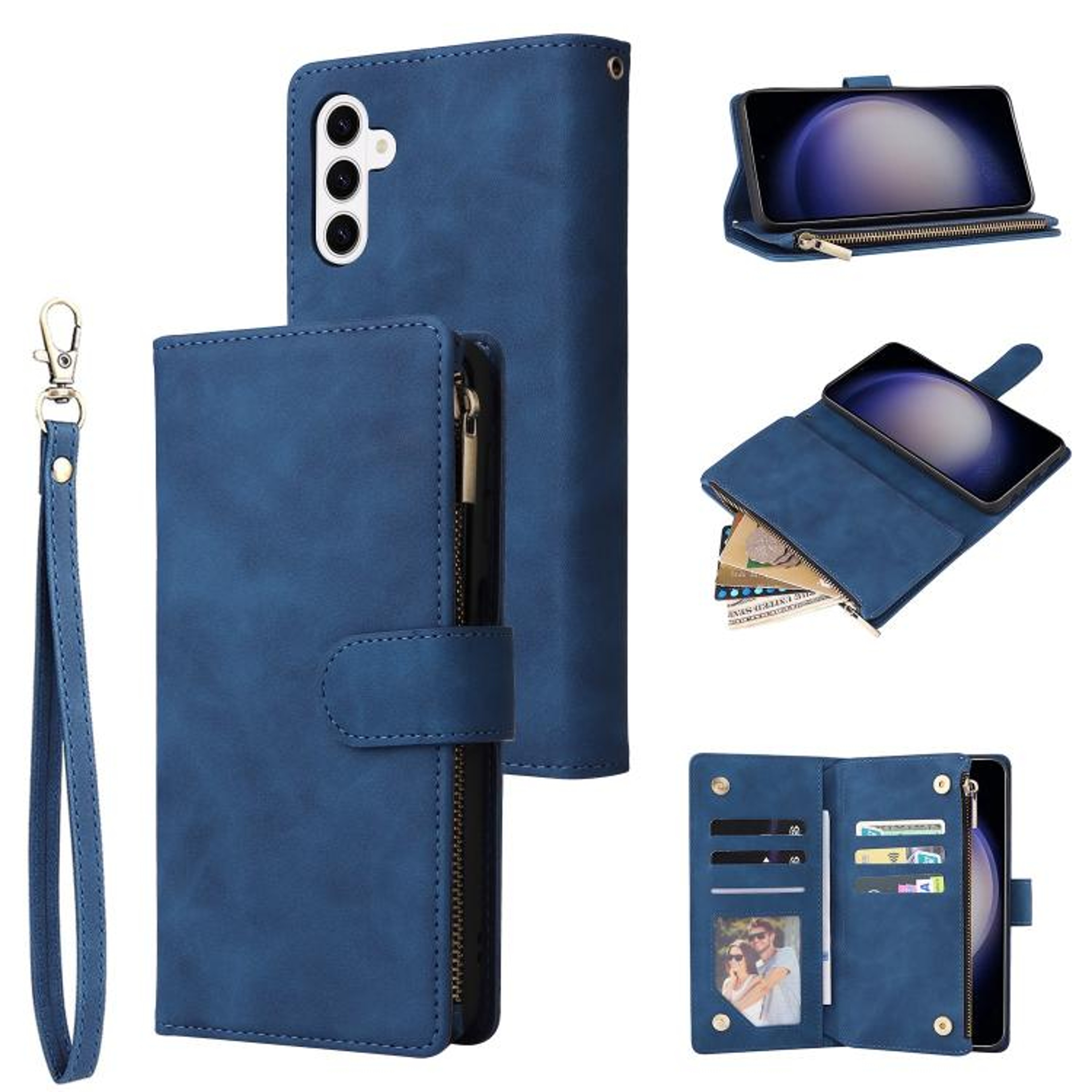 Galaxy S26 5G Zipper Wallet Case With Card Holder Kickstand And Wrist Strap 9