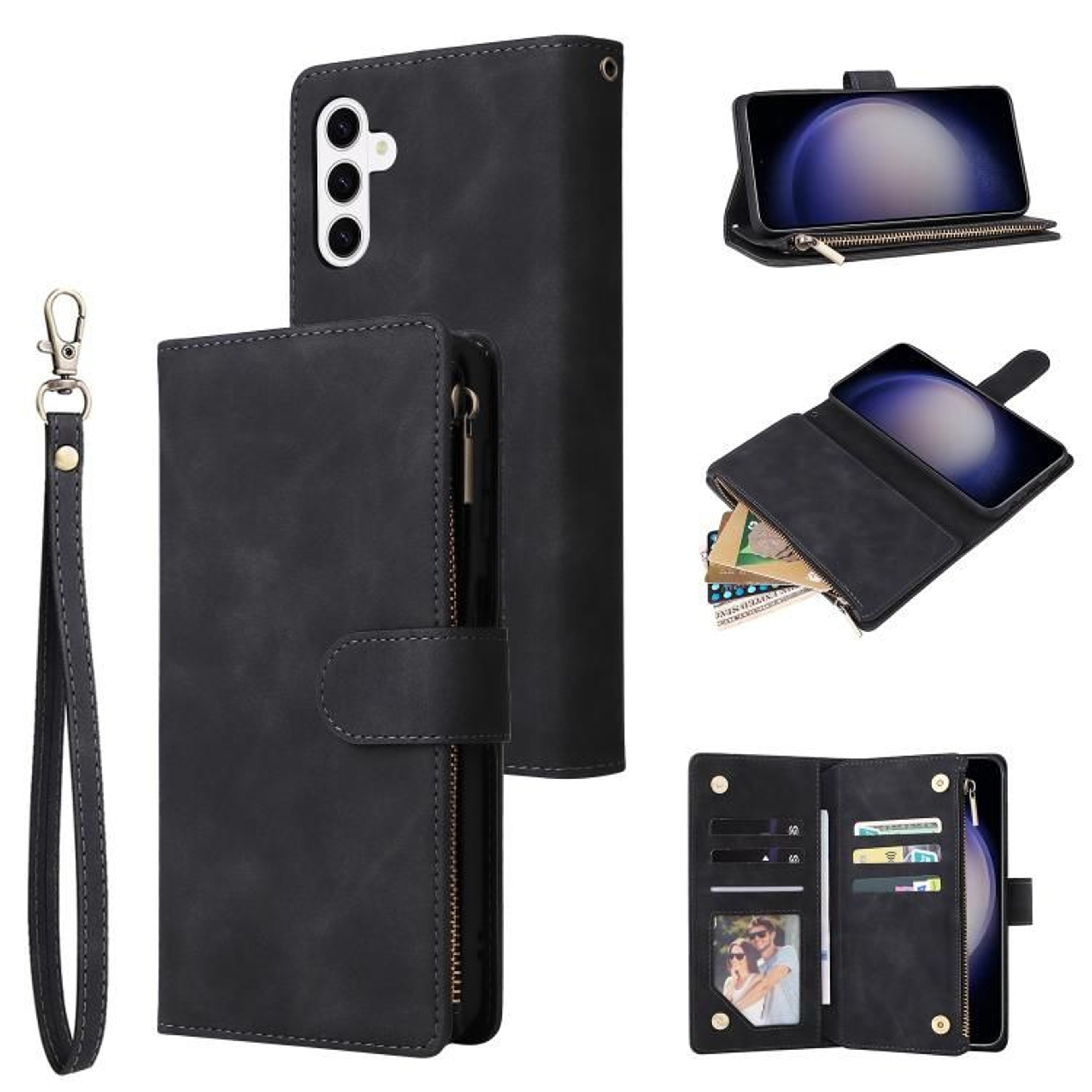 Galaxy S26 5G Zipper Wallet Case With Card Holder Kickstand And Wrist Strap 10