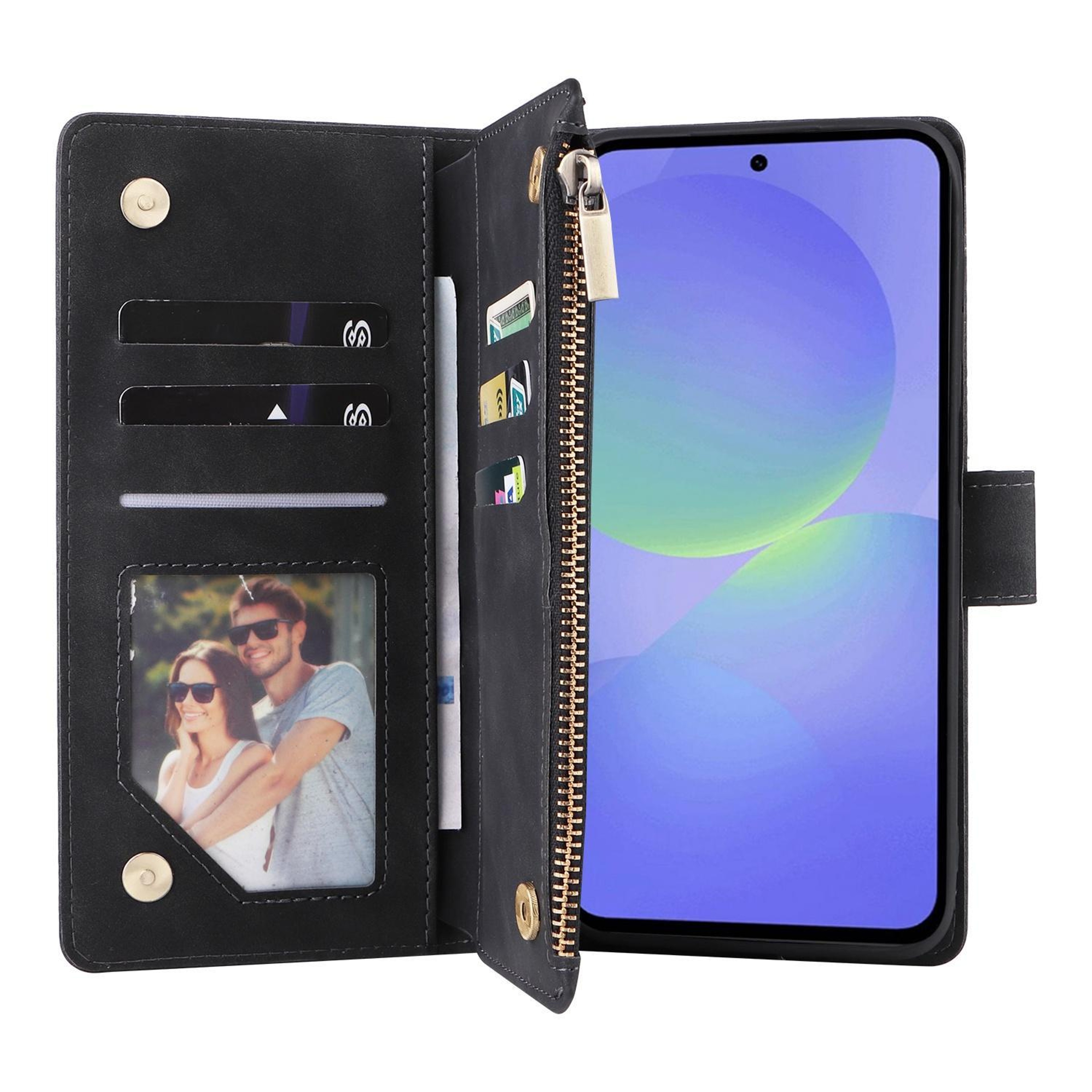 Galaxy A36 5G Zipper Wallet Case With Card Holder Kickstand And Wrist Strap 3