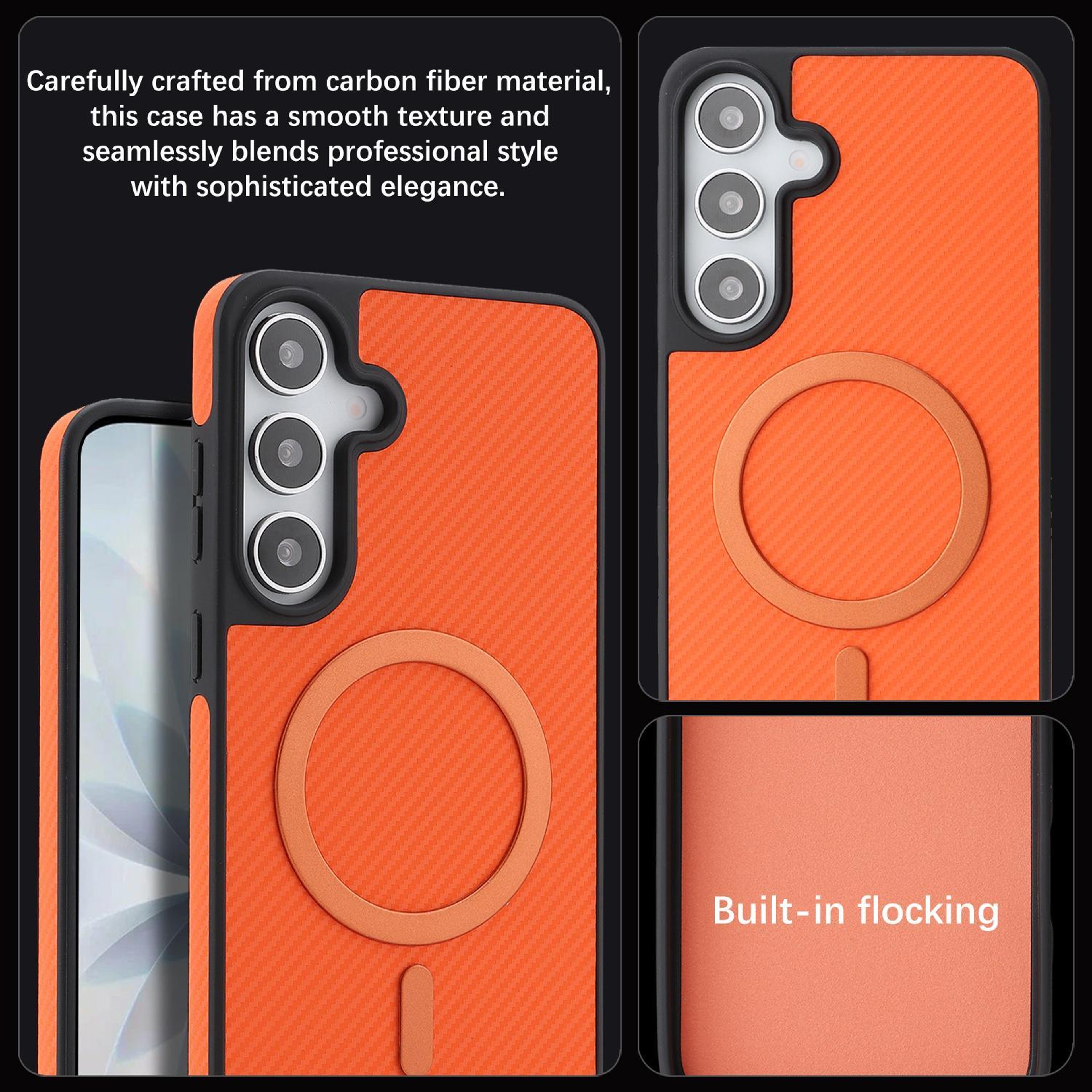 Galaxy S24 Plus MagSafe Case Carbon Fiber Shockproof Protective Cover 3