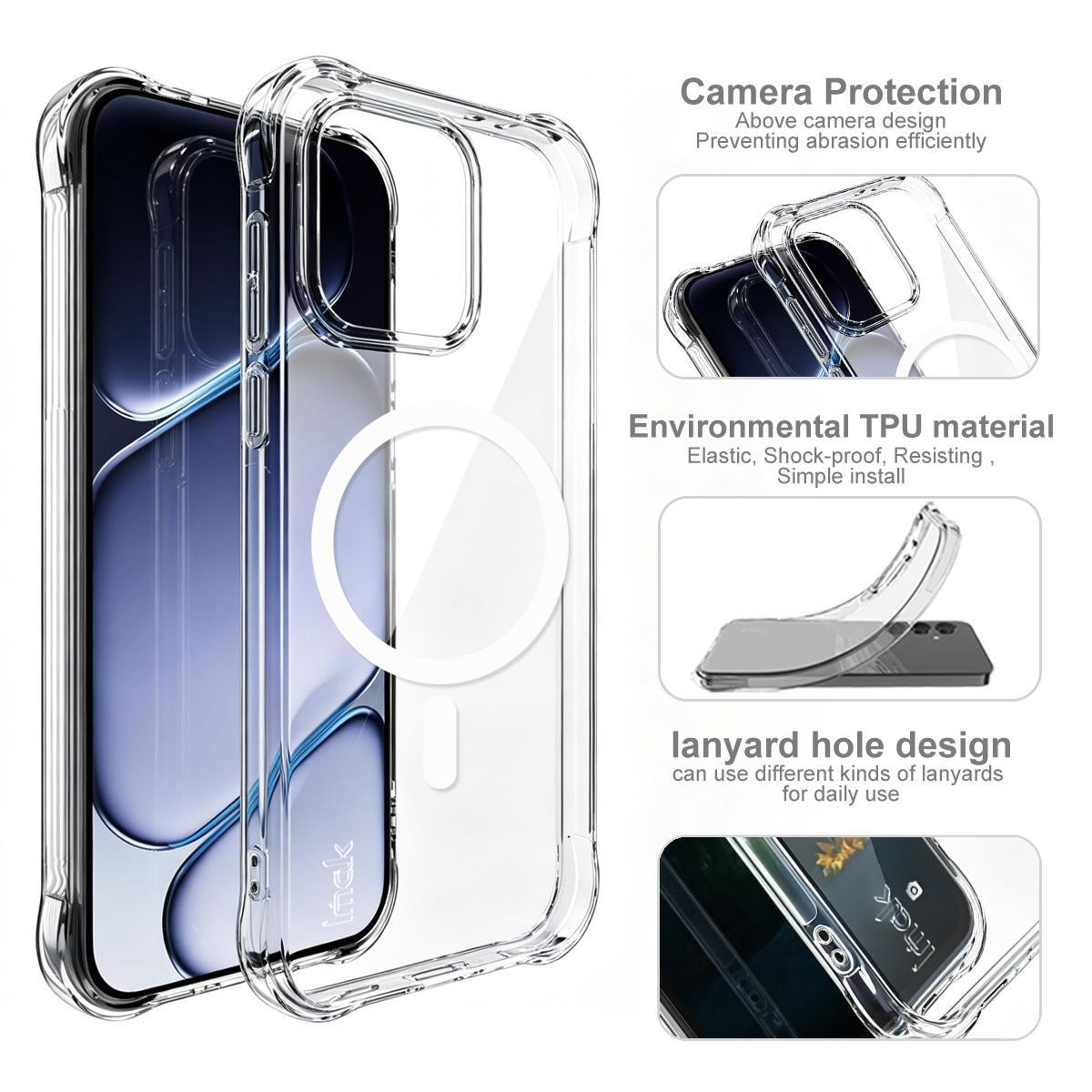 IMAK OnePlus Nord CE6 5G Magnetic Shockproof Clear TPU Airbag Case – view 10