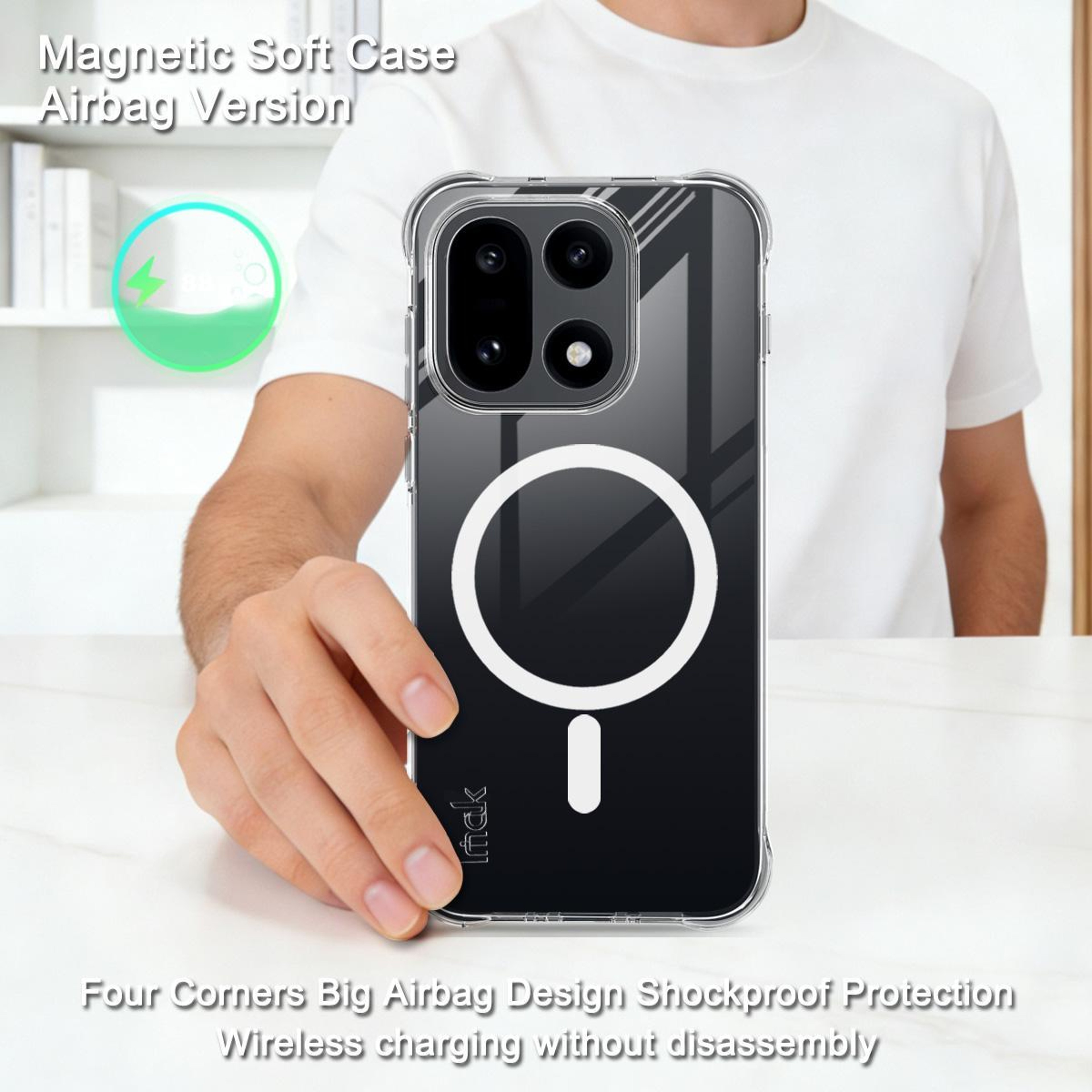 OnePlus 15 Magnetic Case Clear Shockproof Airbag TPU Phone Case – view 3