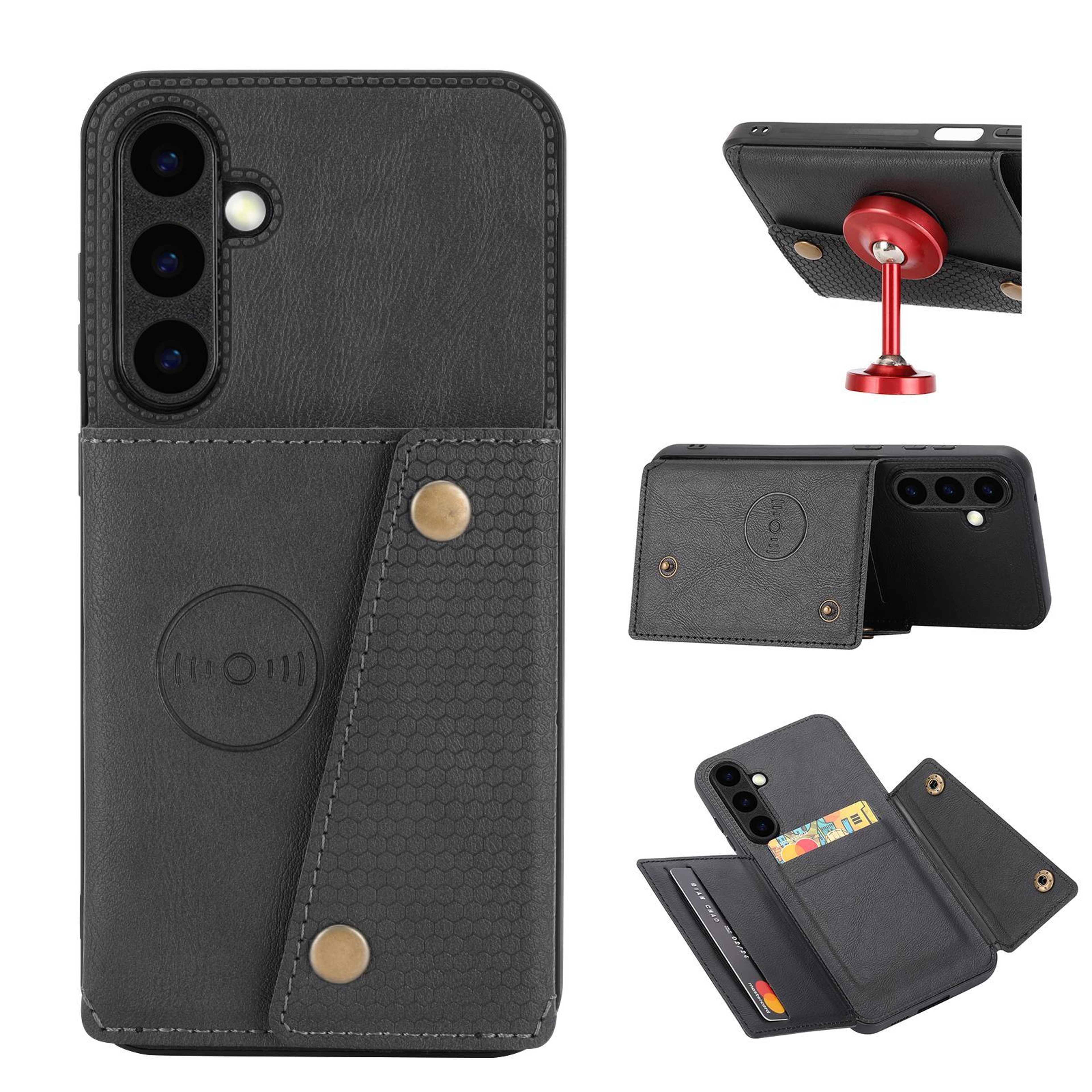 Galaxy S26 FE 5G Wallet Case Magnetic Double Buckle Card Holder With Stand 0