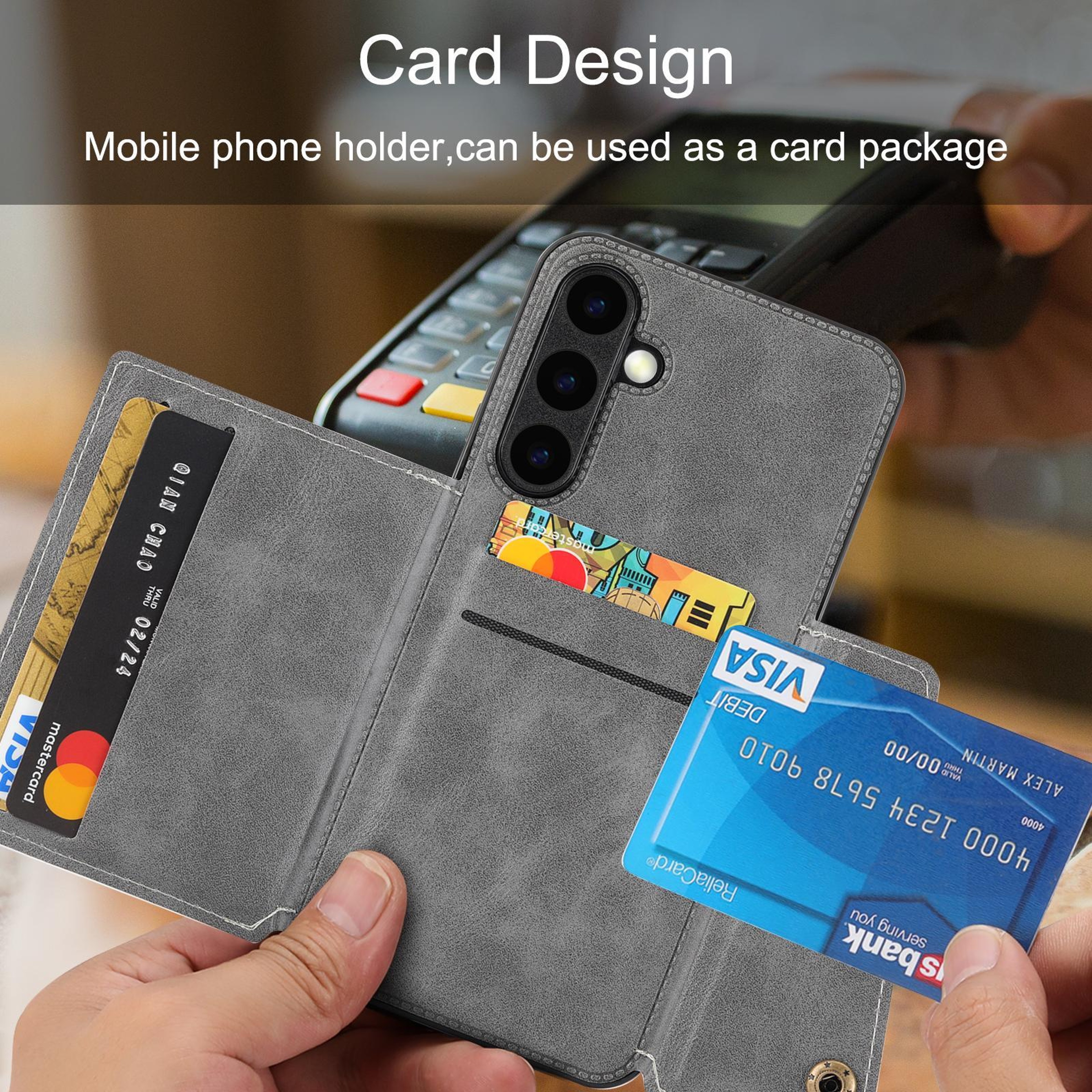 Galaxy S26 FE 5G Wallet Case Magnetic Double Buckle Card Holder With Stand 6