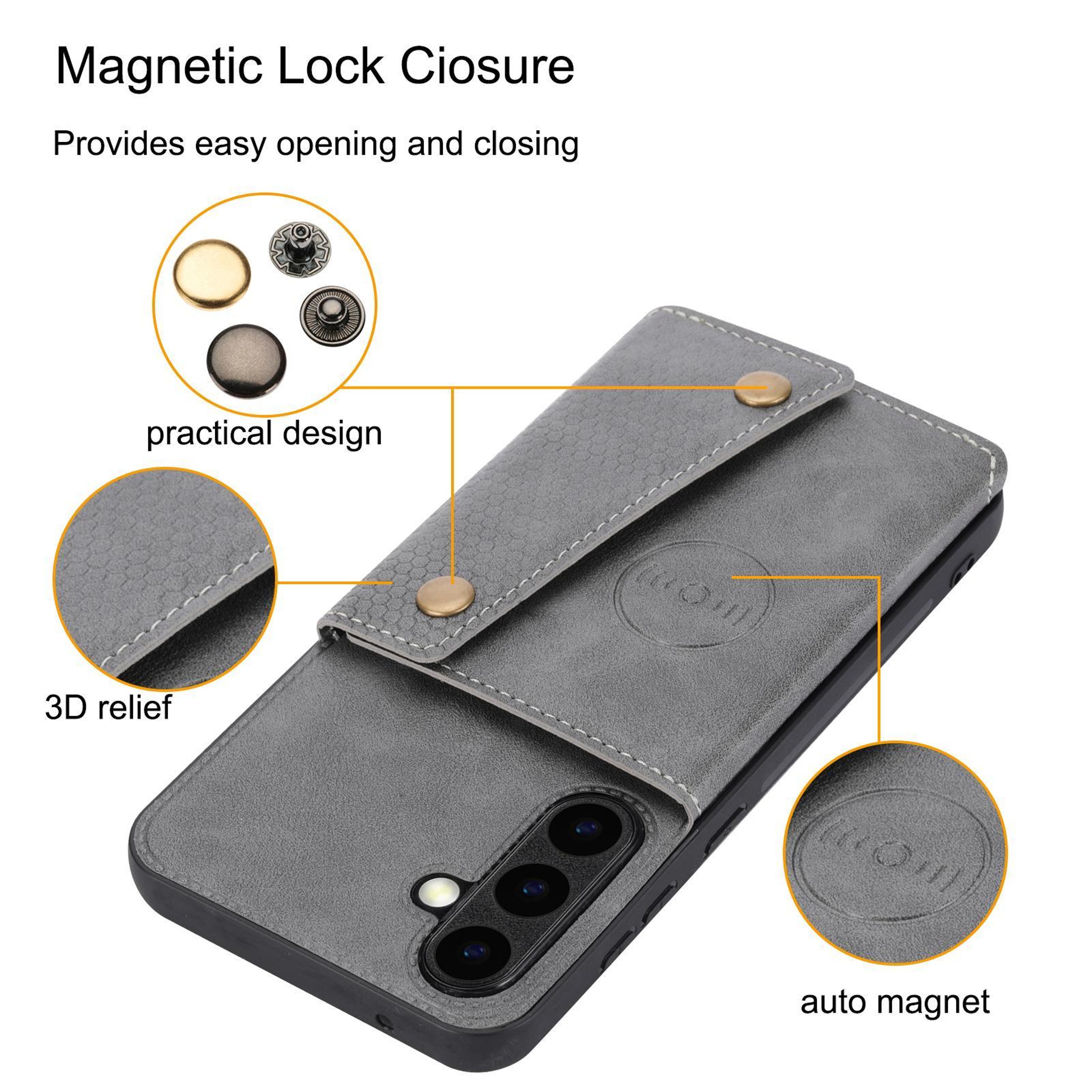 Galaxy S26 FE 5G Wallet Case Magnetic Double Buckle Card Holder With Stand 7