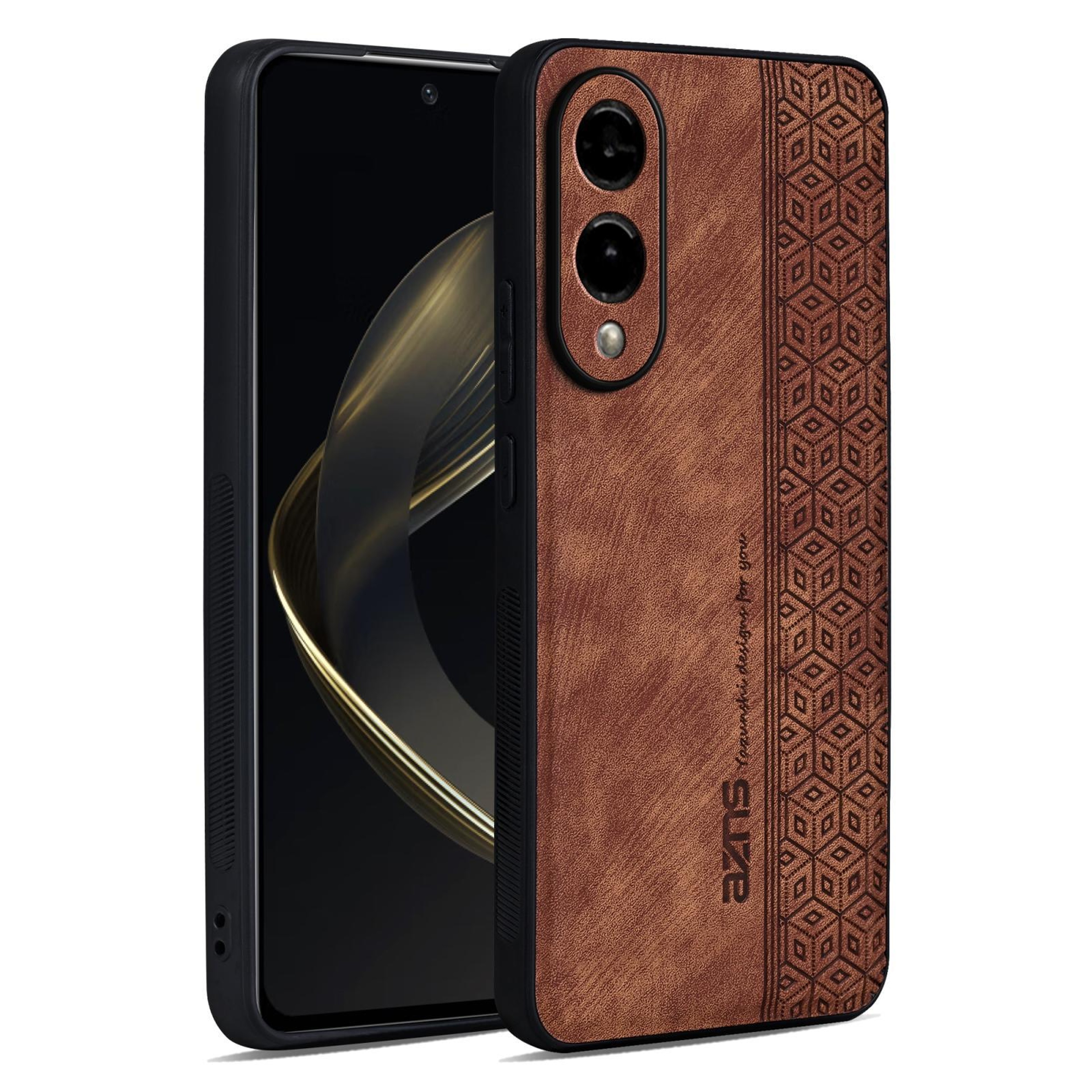 Samsung Galaxy S25 Edge 5G Case 3D Embossed Leather TPU Protective Cover Brown 0
