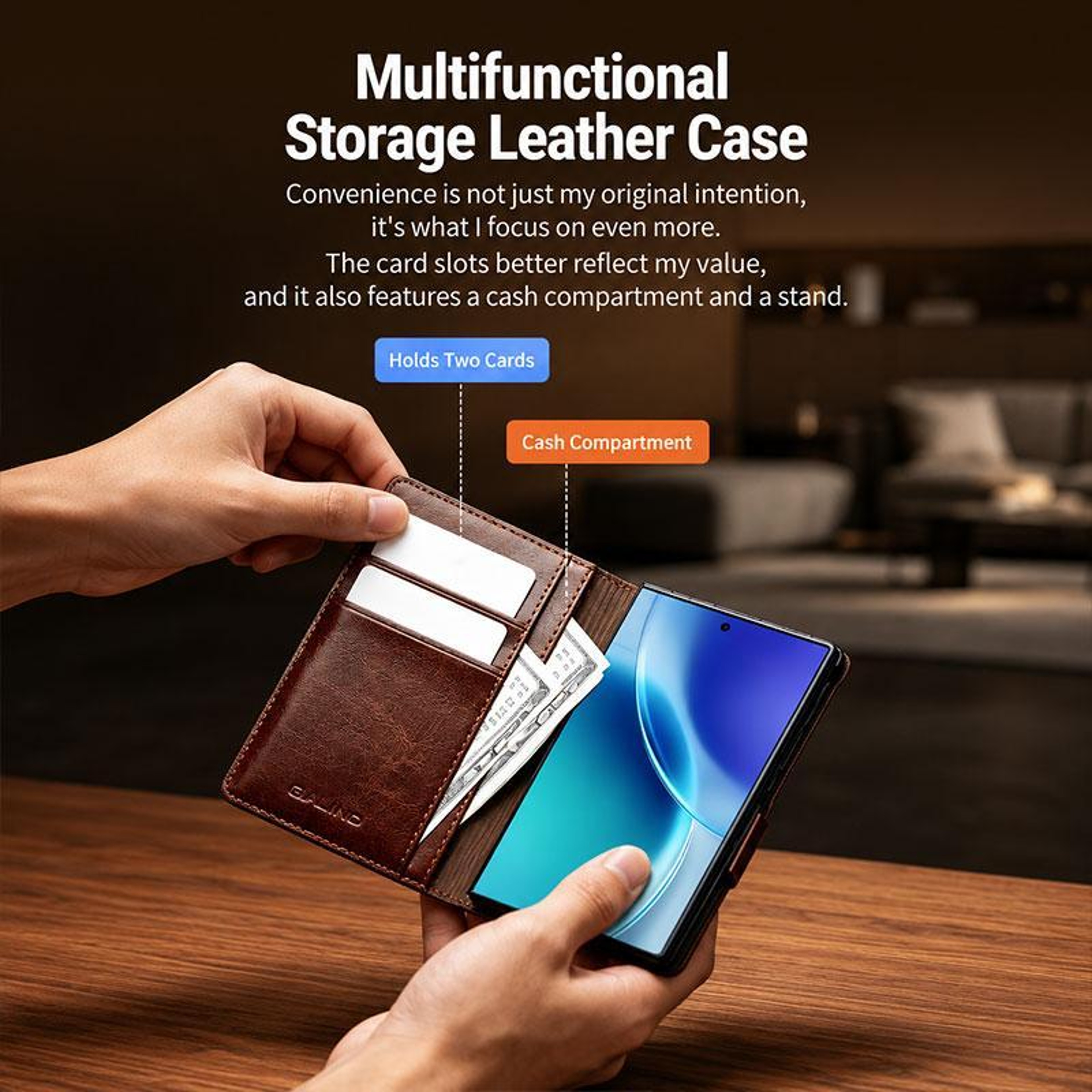 Classic Galaxy Z Fold8 Genuine Leather Case With Magnetic Buckle 7