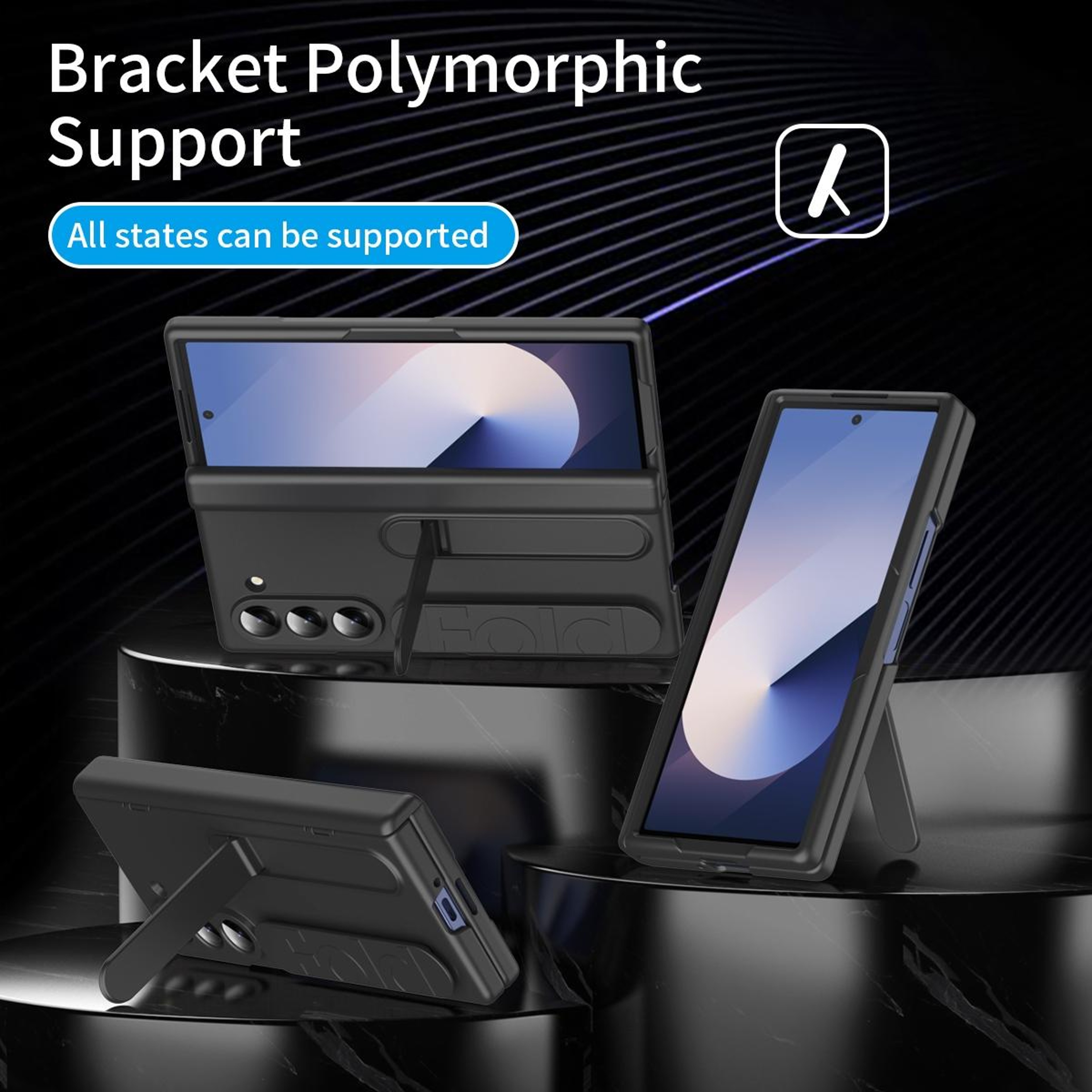Samsung Galaxy Z Fold5 Shockproof Case With Tempered Glass Back And Integrated Holder 4