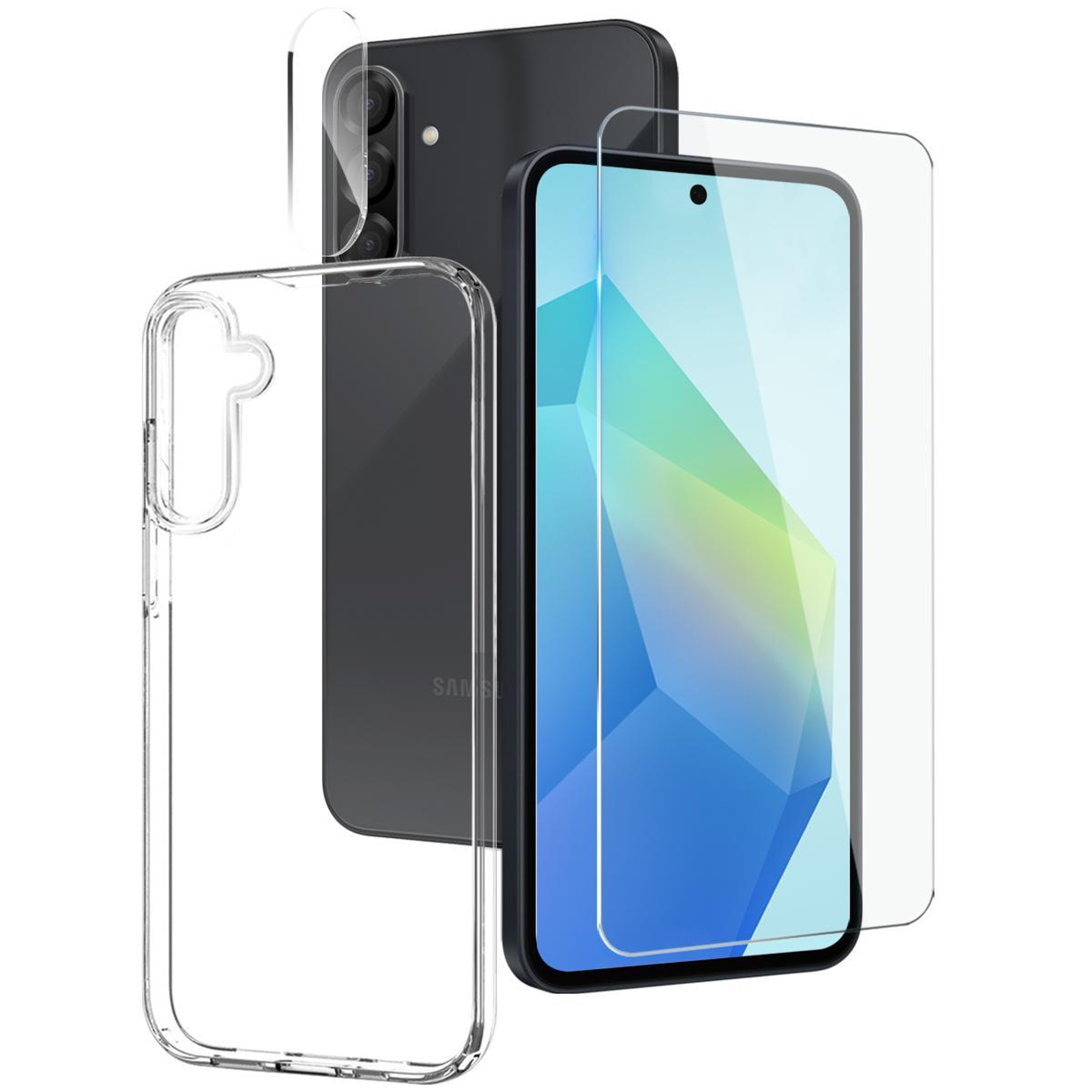 Galaxy A36 5G Clear Case 3 in 1 with Tempered Glass Screen and Camera Lens Protection – view 1