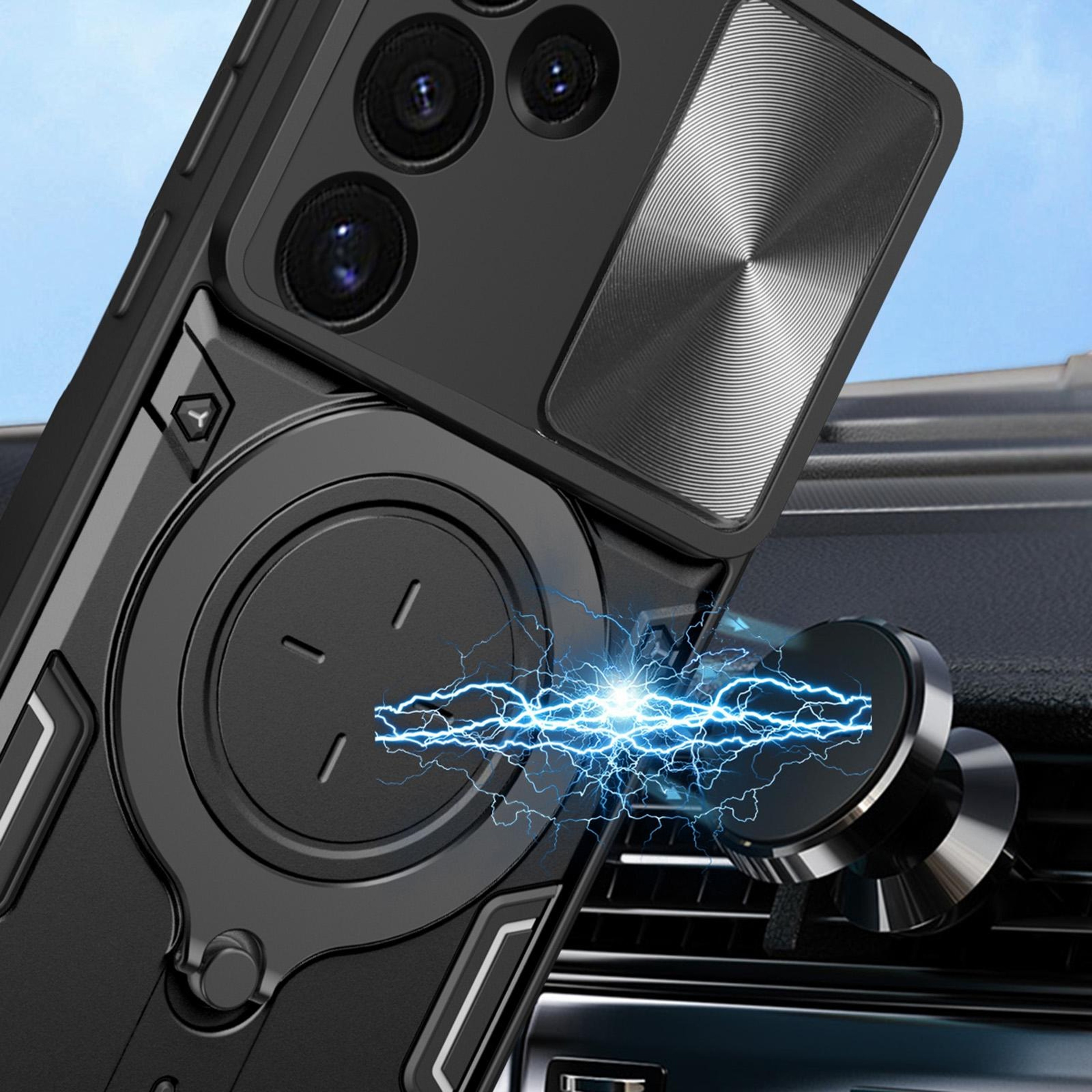 Samsung Galaxy S24 FE 5G Case With Sliding Camera Cover Magnetic Holder And CD Texture 3