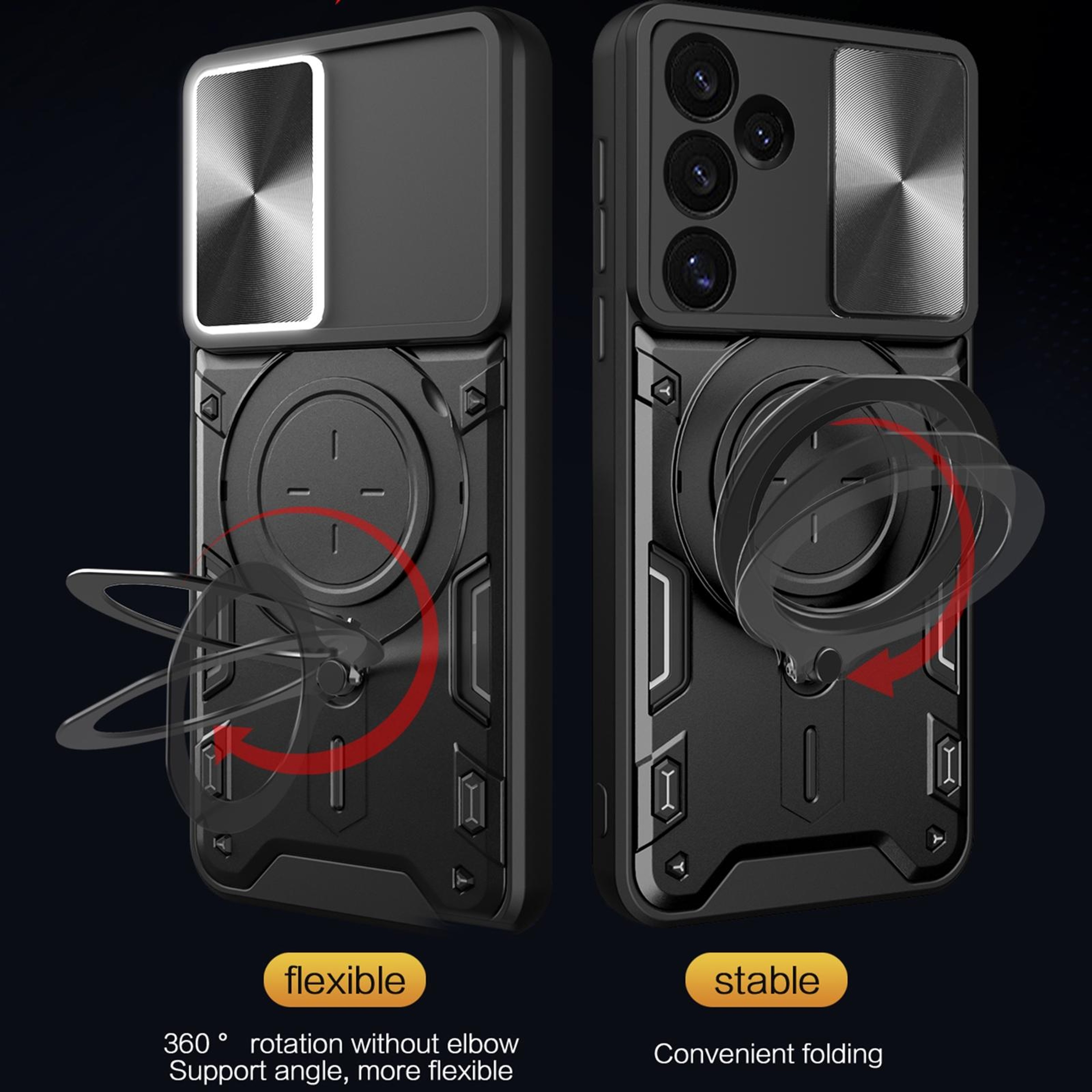 Samsung Galaxy S24 FE 5G Case With Sliding Camera Cover Magnetic Holder And CD Texture 4