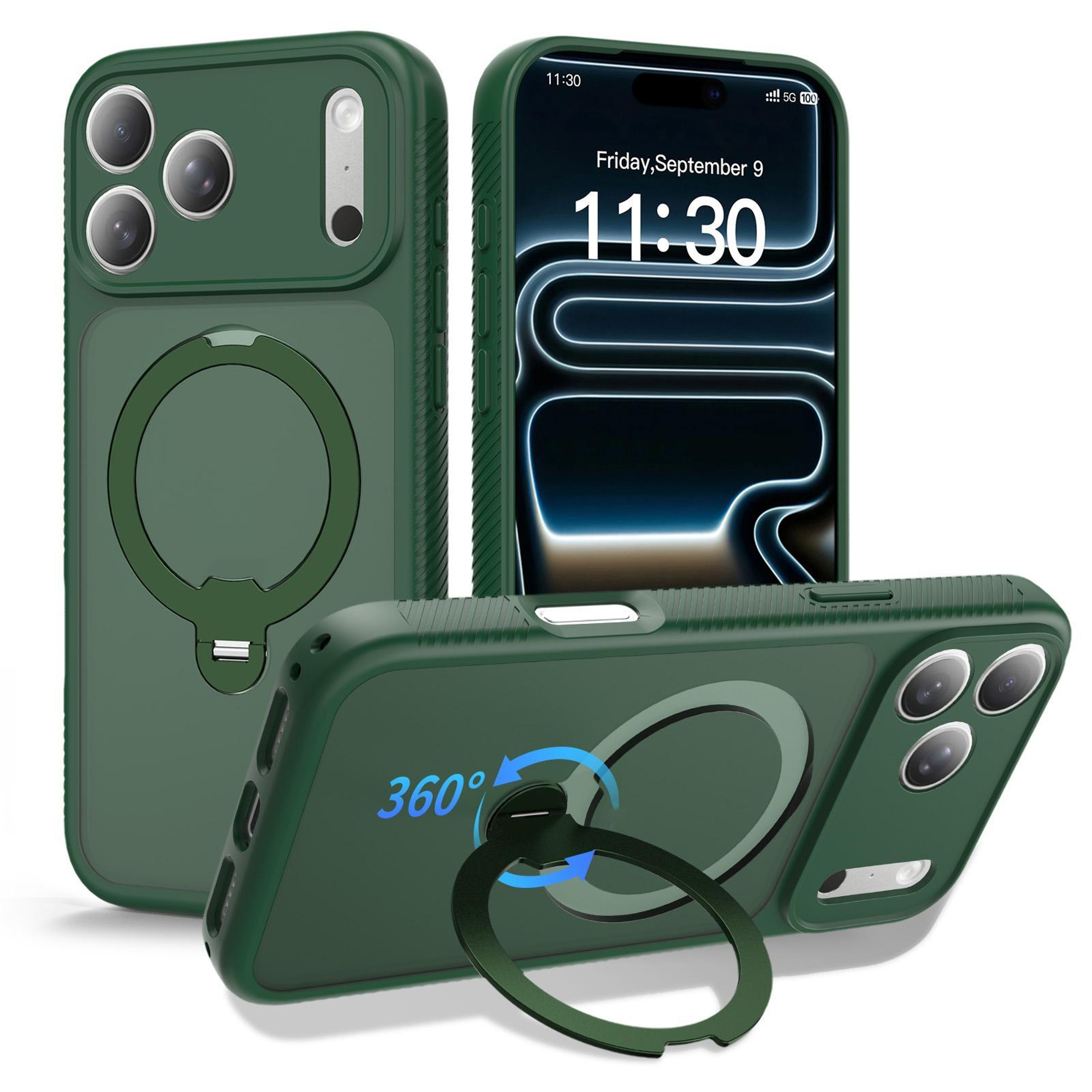 IPhone 17 Pro Max Magnetic Case With 360 Rotating Stand And Shockproof Protection 0
