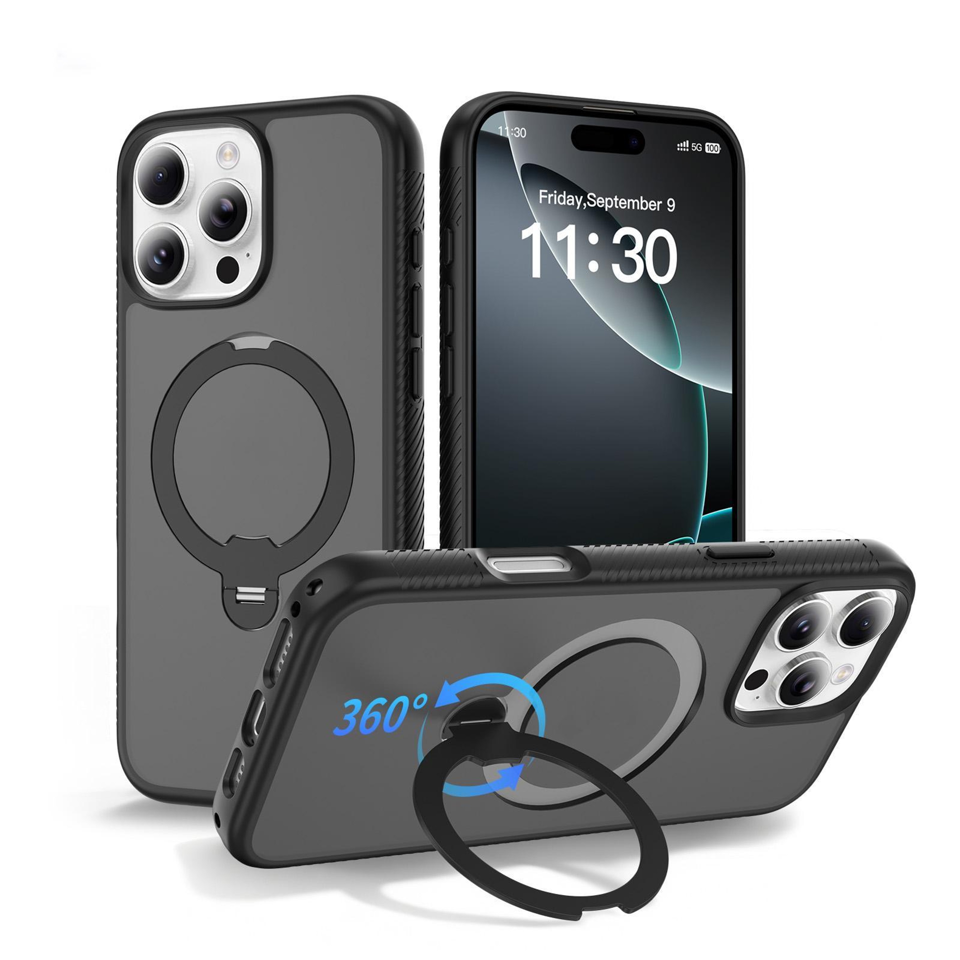 IPhone 16 Pro Max Magnetic Case With 360 Rotating Stand And Shockproof Protection 0