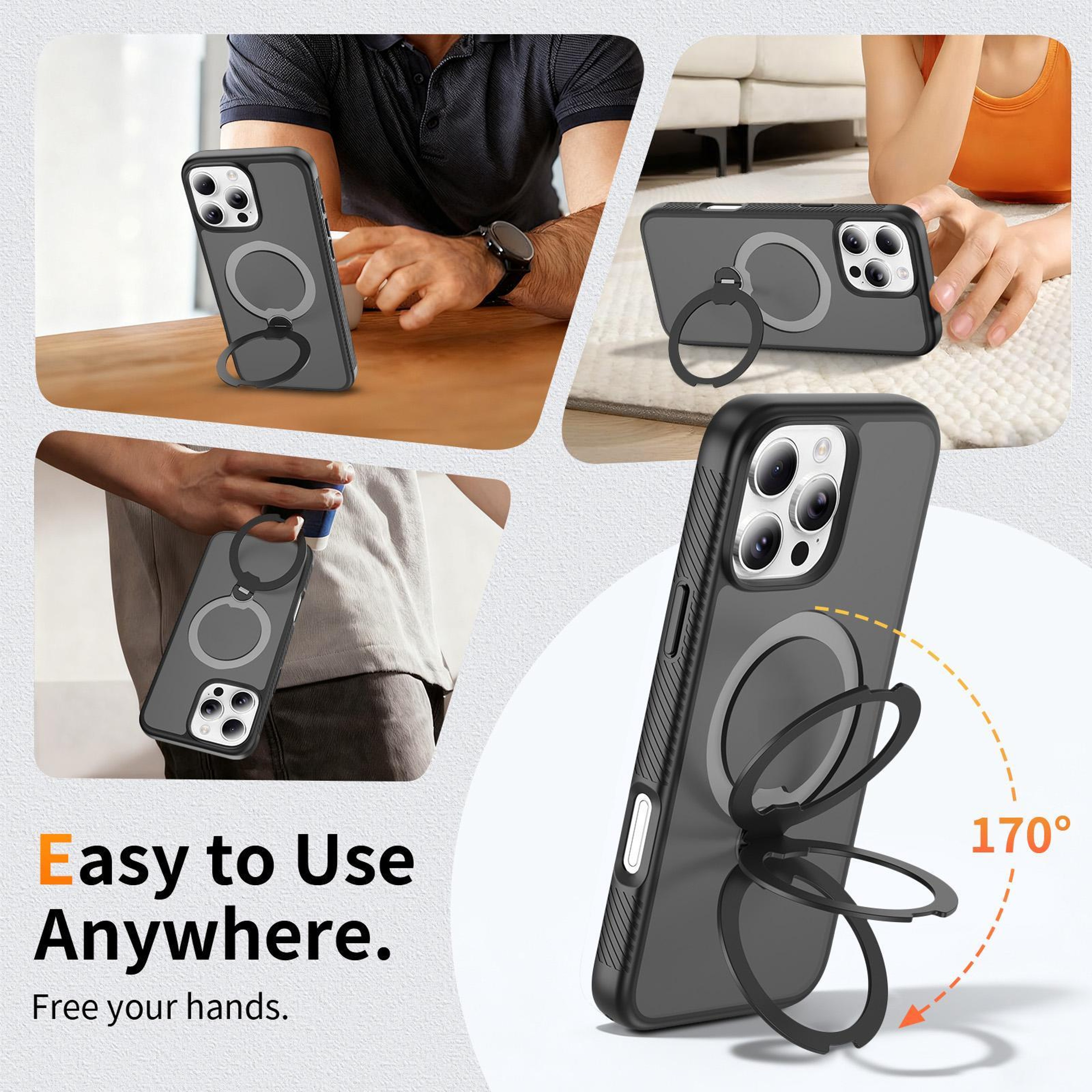 IPhone 16 Pro Max Magnetic Case With 360 Rotating Stand And Shockproof Protection 3