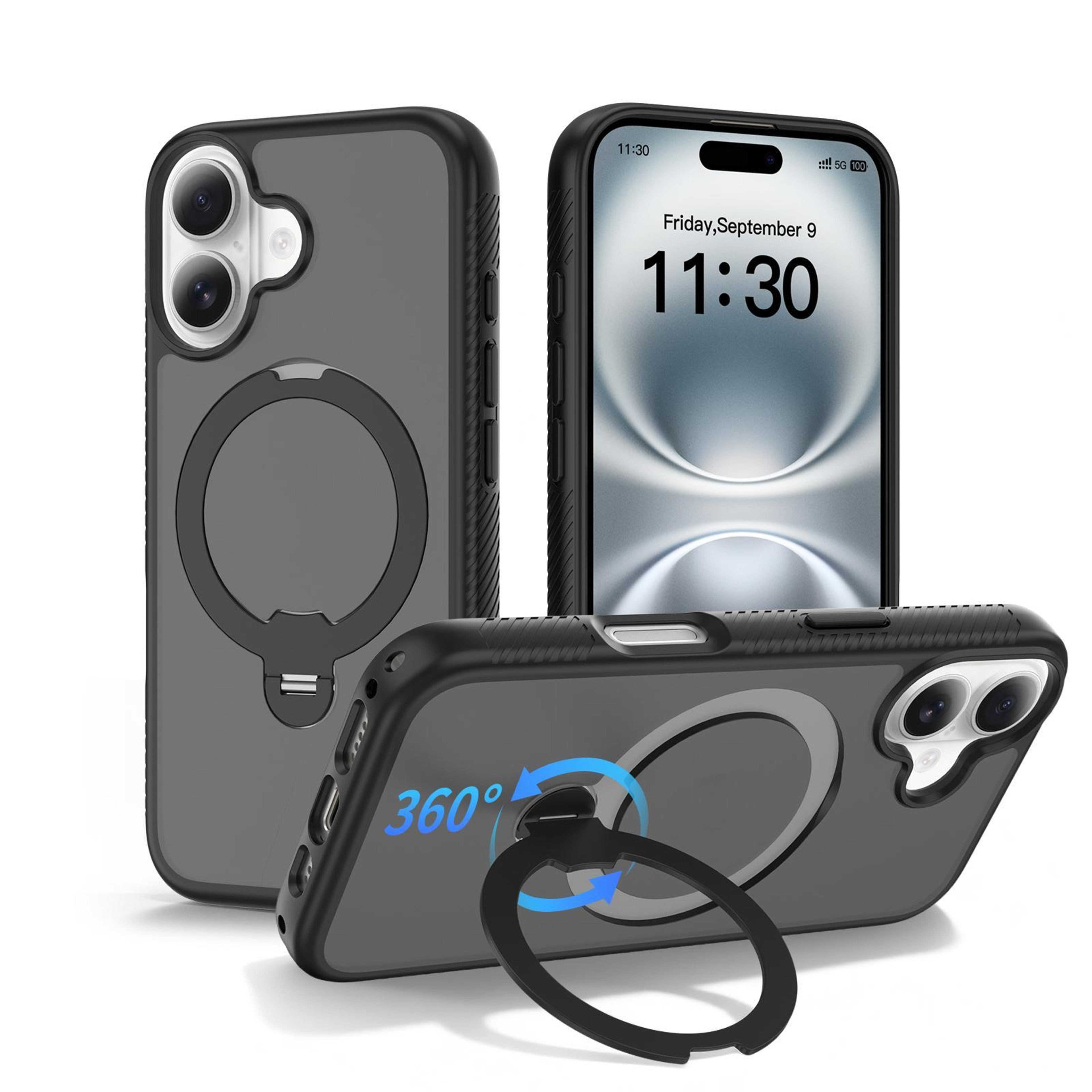 IPhone 16 Magnetic Case With 360 Rotating Kickstand And Shockproof Protection 0