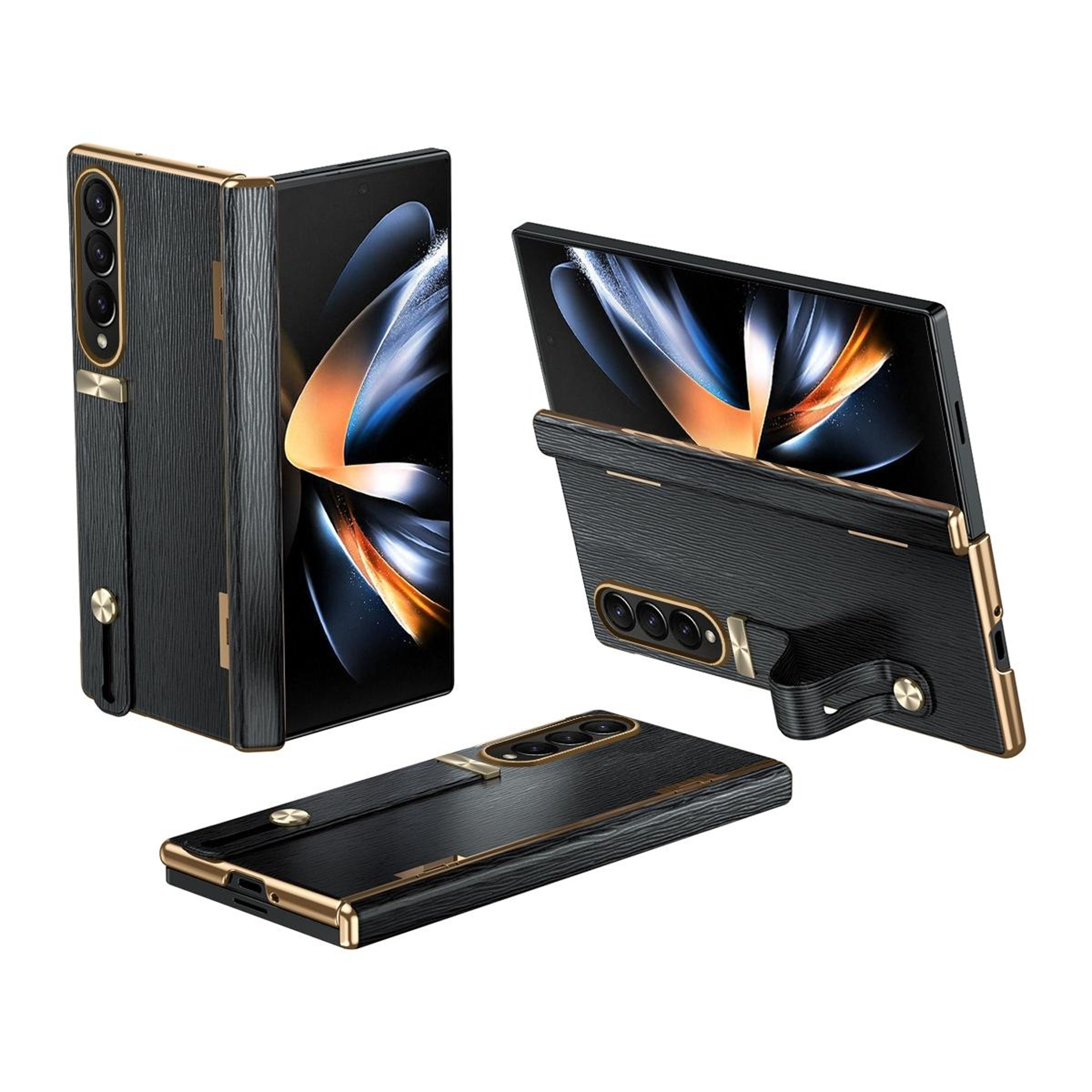 Samsung Galaxy Z Fold4 Case With Retractable Wrist Strap Invisible Stand And Hinge Protection 0