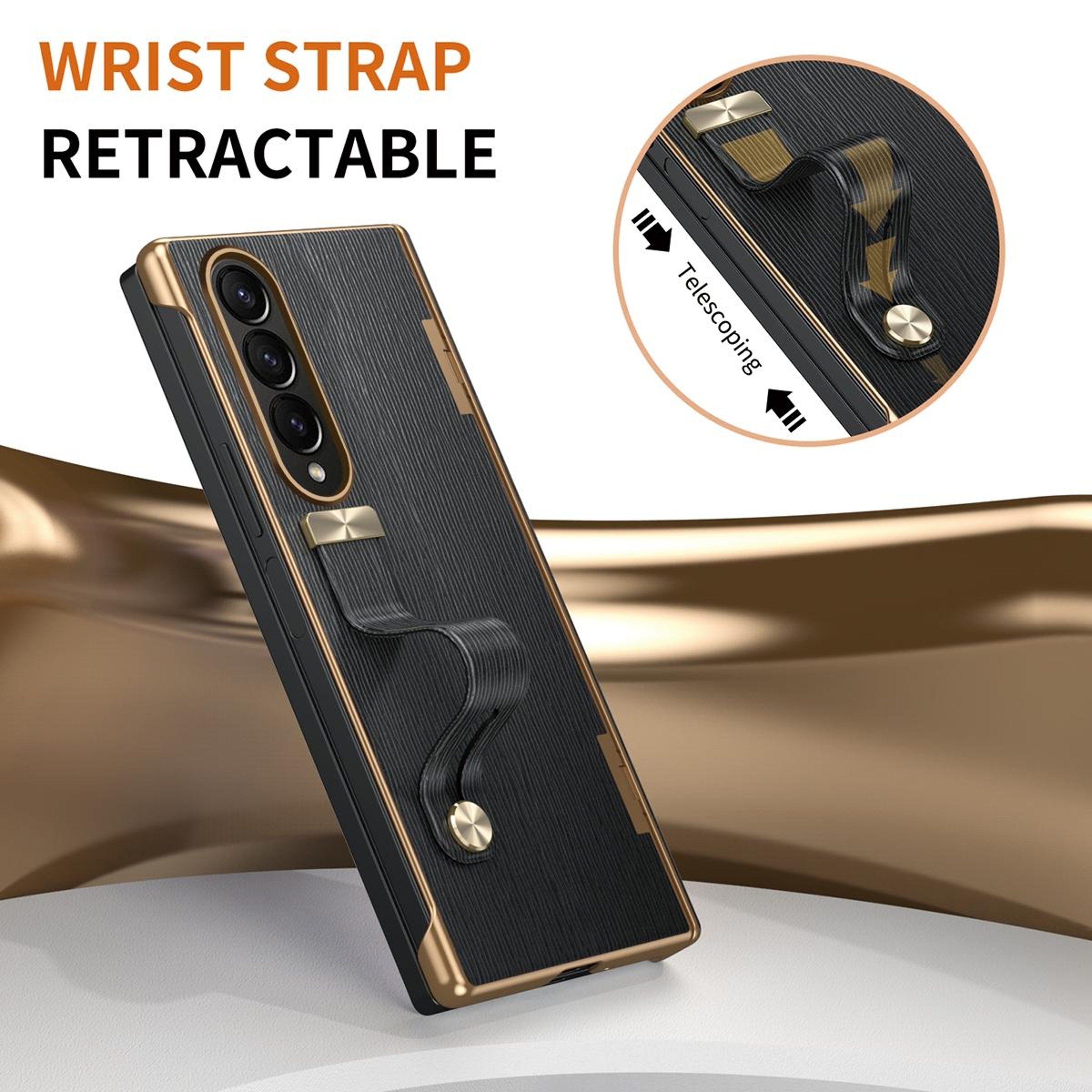 Samsung Galaxy Z Fold4 Case With Retractable Wrist Strap Invisible Stand And Hinge Protection 1
