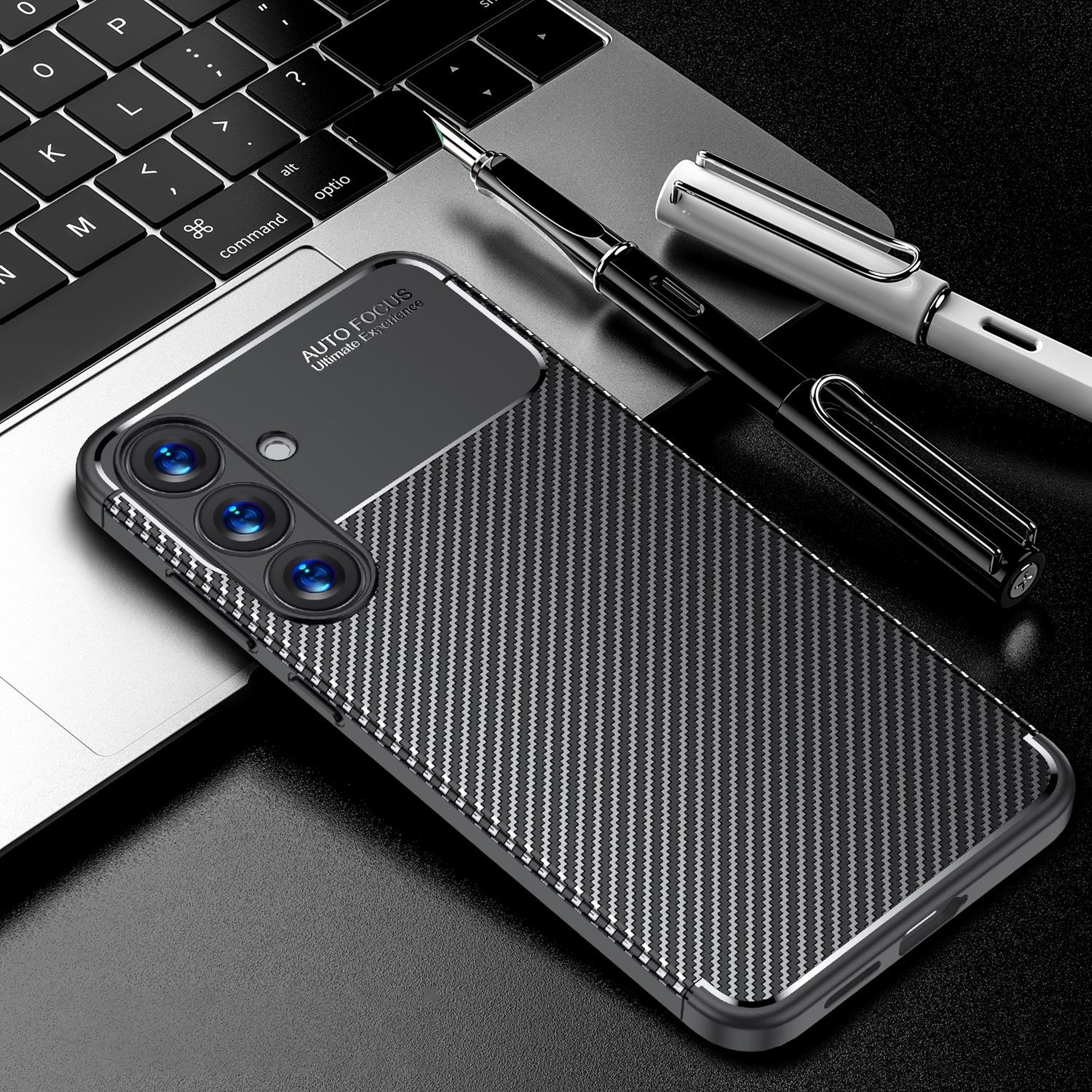 Samsung Galaxy S25 Plus 5G Shockproof TPU Case Carbon Fiber Texture Black – view 1